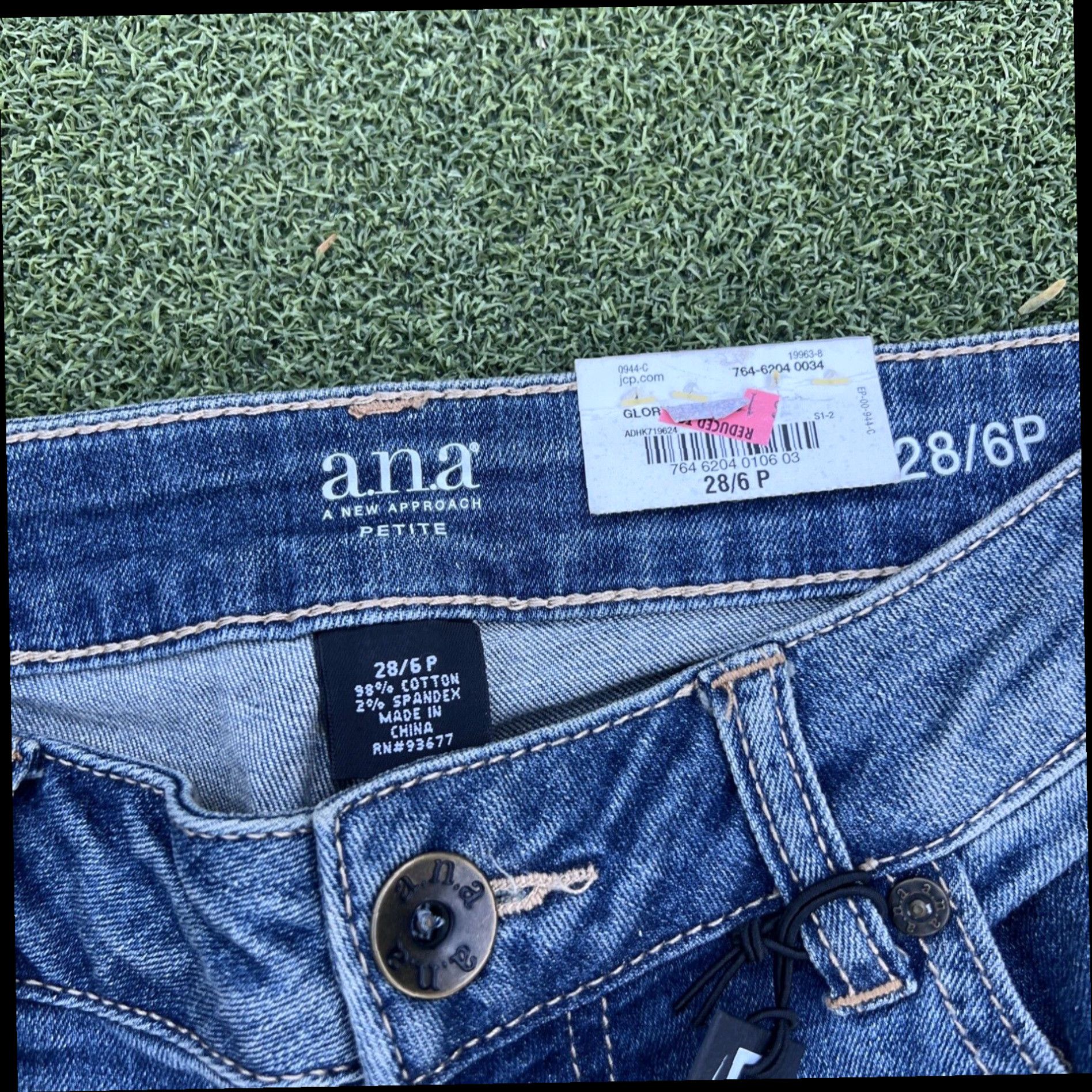 Vintage a.n.a. A New Approach Womens 28/6 petite Blue Bootcut Low Rise Denim Jeans New Size 29" - 6 Thumbnail
