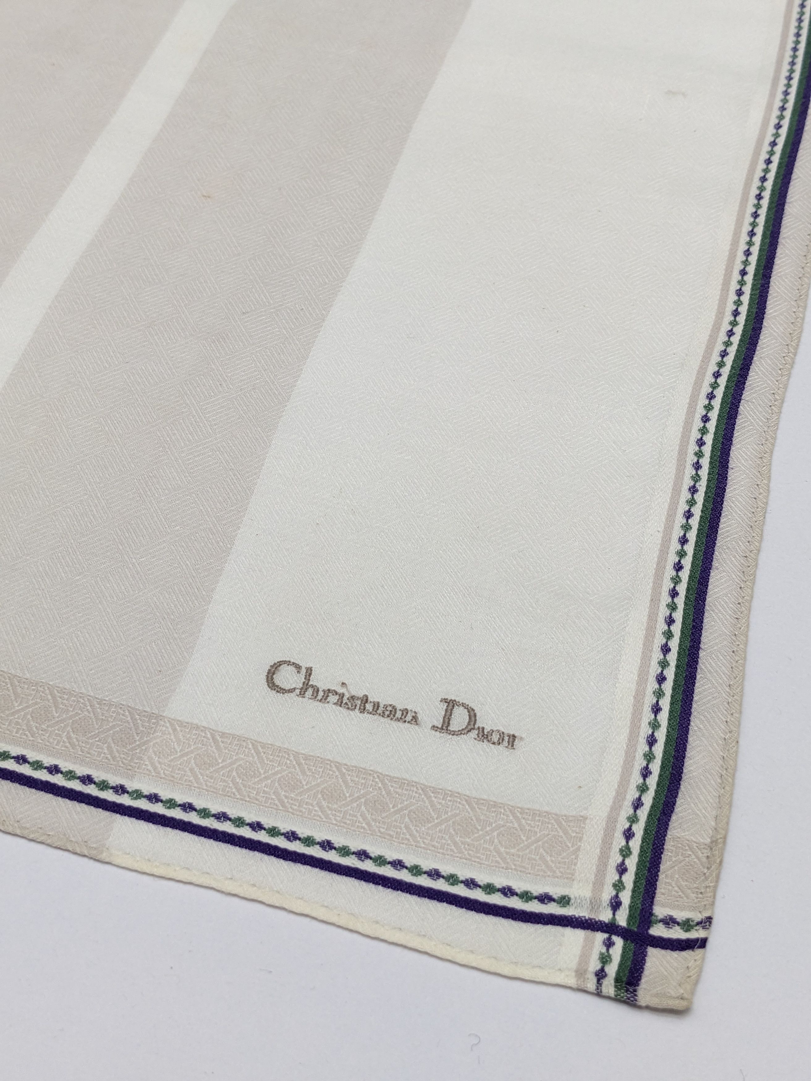Christian Dior Monsieur VINTAGE CHRISTIAN DIOR STRIPED JACQUARD HANDKERCHIEF Size ONE SIZE - 2 Thumbnail