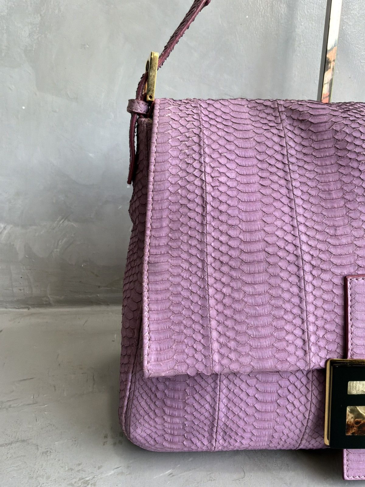 Fendi Fendi - Large Mamma Baguette - Python Leather Shoulder Bag Size ONE SIZE - 6 Thumbnail