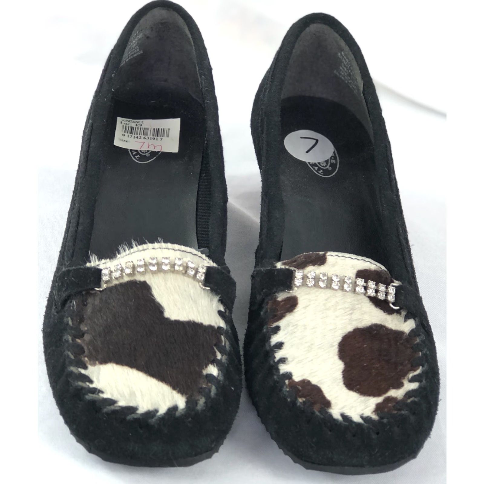 Vintage Dr. Scholls Women Kitten Pump 7m Black Suede Cowhide High Heels Rhinestones Ponyhair Vintage: No Size US 7 / IT 37 - 5 Thumbnail