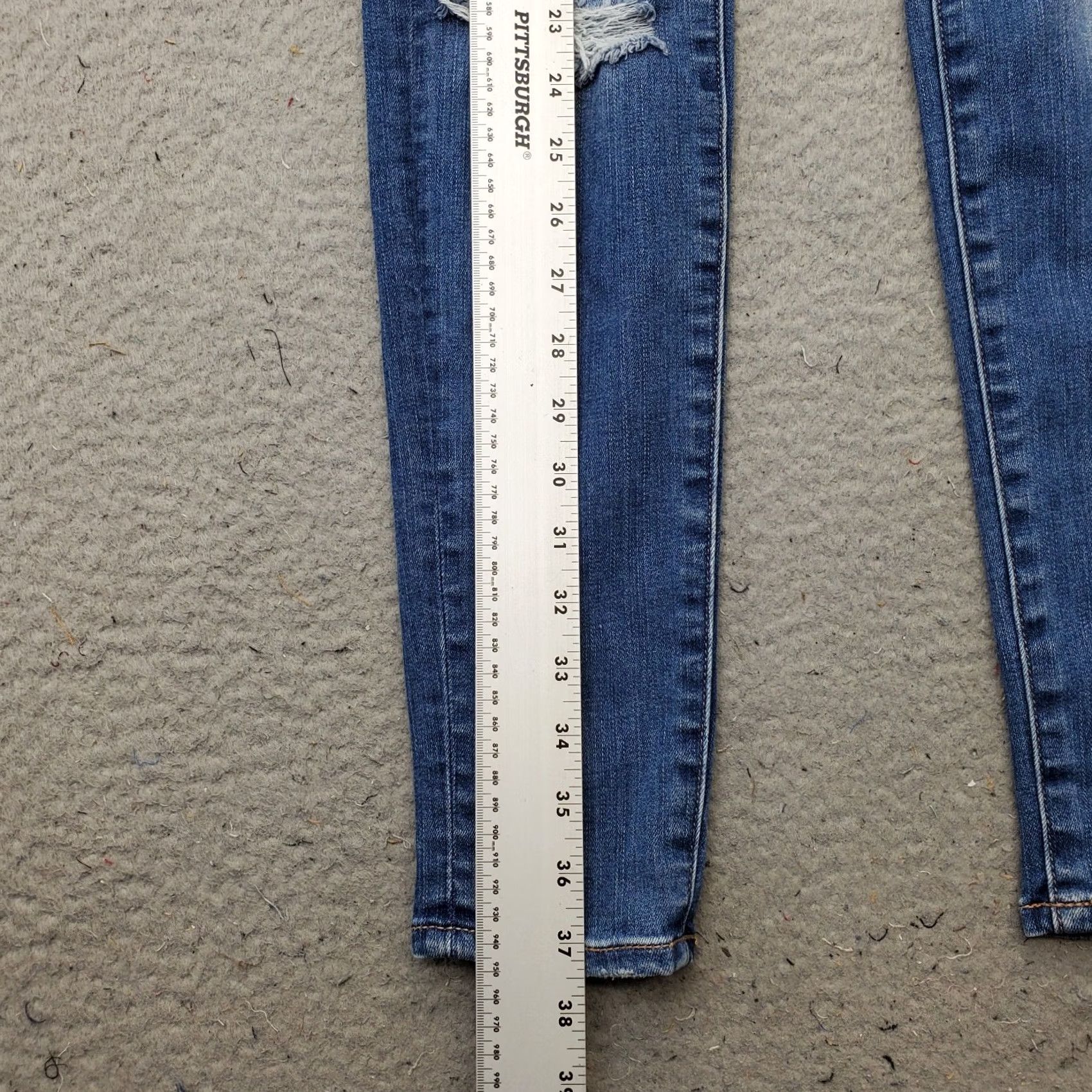 American Eagle Outfitters American Eagle Jeans Womens 0 Blue Distressed Super Hi-Rise Skinny Crop Jegging Size 25" / US 0 / IT 36 - 3 Thumbnail