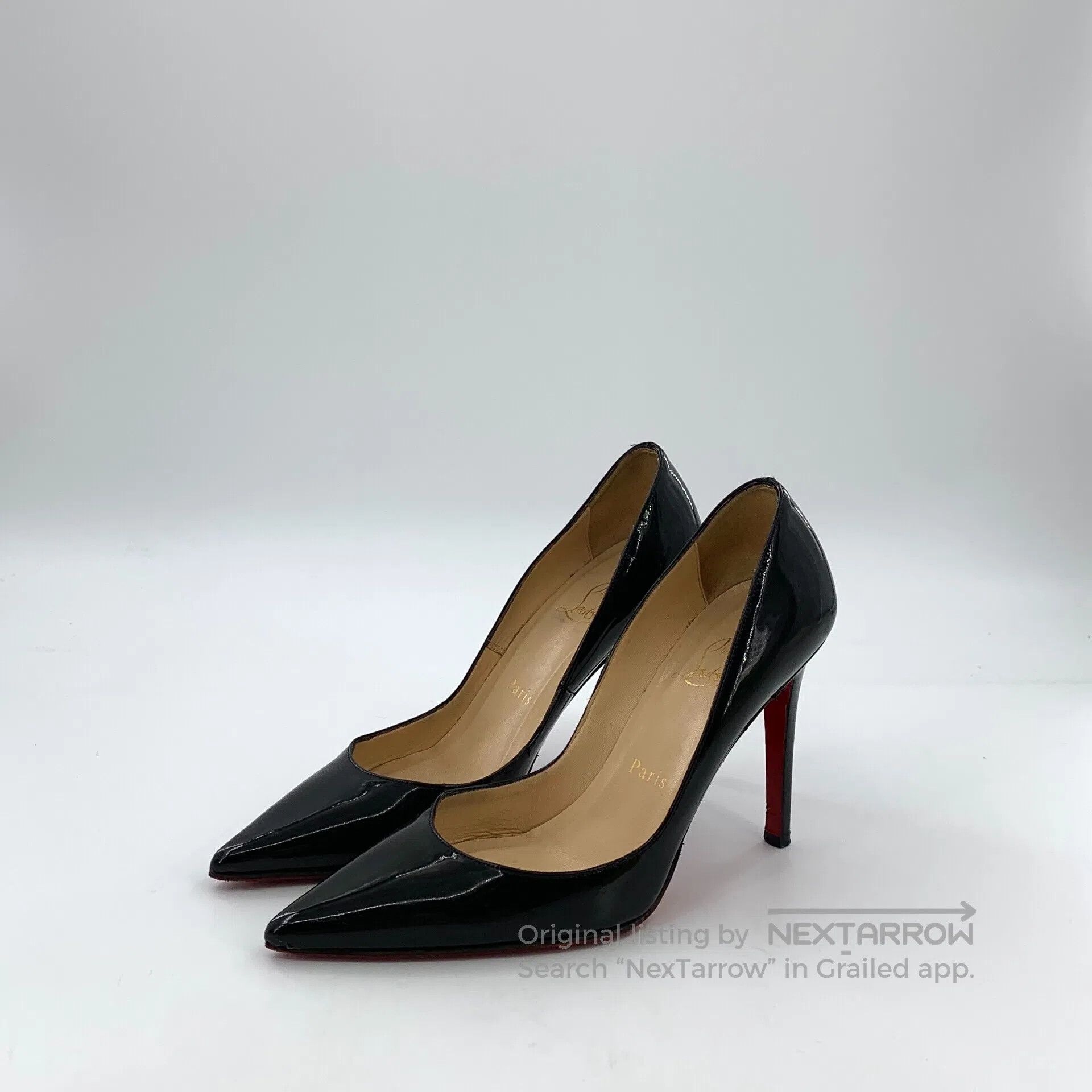 Christian Louboutin Christian Louboutin Black Patent Leather Pointed Heel High Size US 5.5 / IT 35.5 - 1 Thumbnail