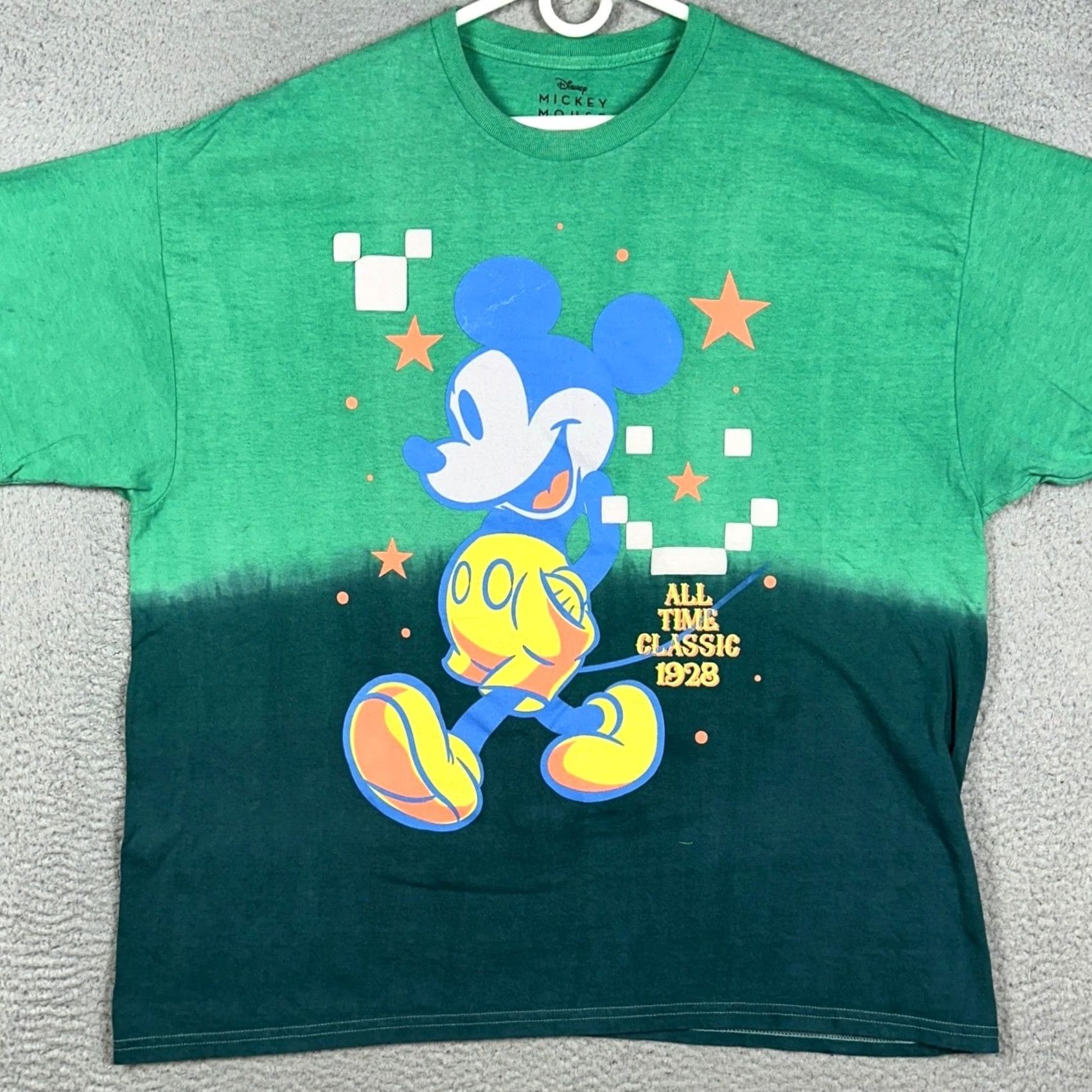 Disney Disney Mickey Mouse T-Shirt Men 2XL Green Ombre Dip-Dye Graphic Tee Short Sleeve Size US XXL / EU 58 / 5 - 2 Thumbnail