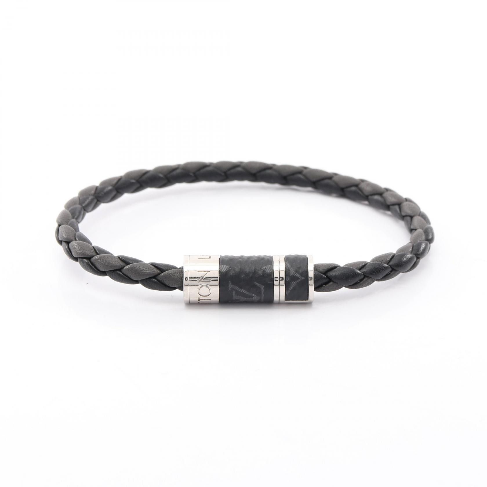 Louis Vuitton Louis Vuitton Louis Vuitton Bracele Braid It Monogram Eclipse Stainless Steel PVC Bracelet Textile Bracelet M6588D DUTY FREE for USA Size ONE SIZE - 1 Thumbnail