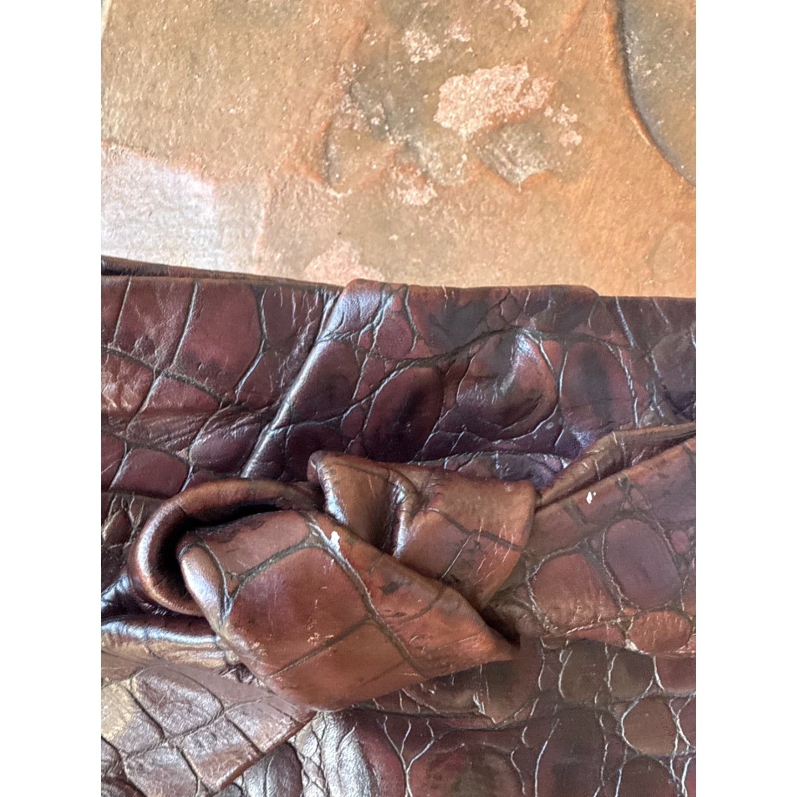 BRAHMIN VINTAGE Brahmin Leather Embossed Croc Purse Clutch Bag Size ONE SIZE - 3 Thumbnail