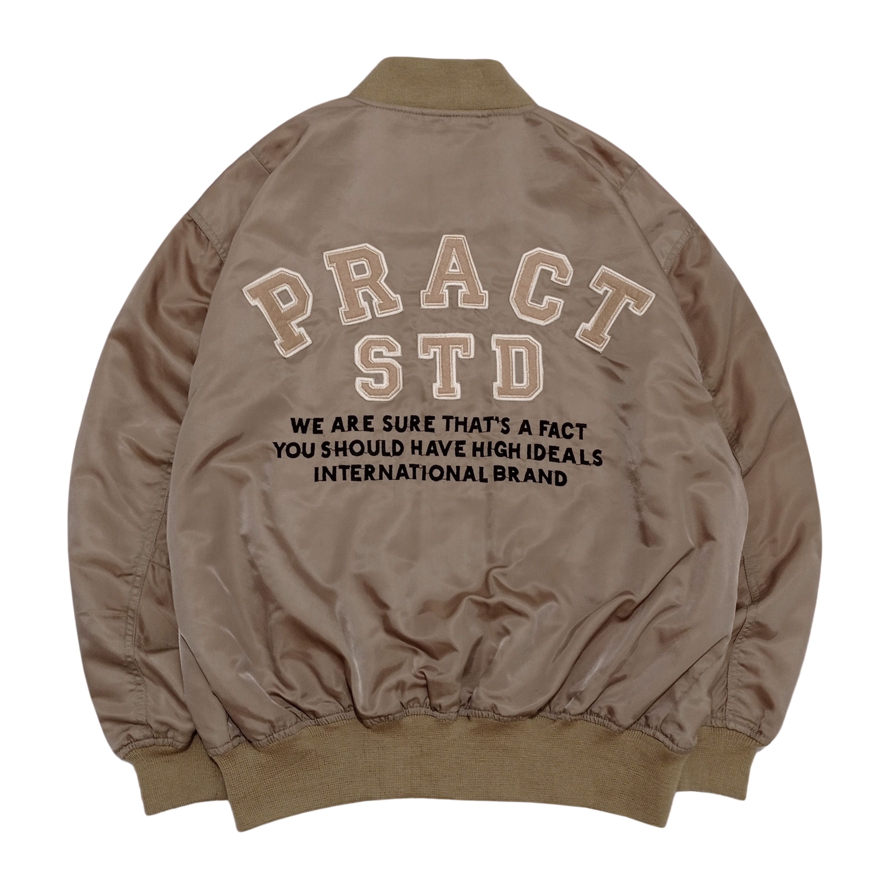 VINTAGE PRACT STUDIO BOMBER JACKET BIG LOGO EMBROIDERY