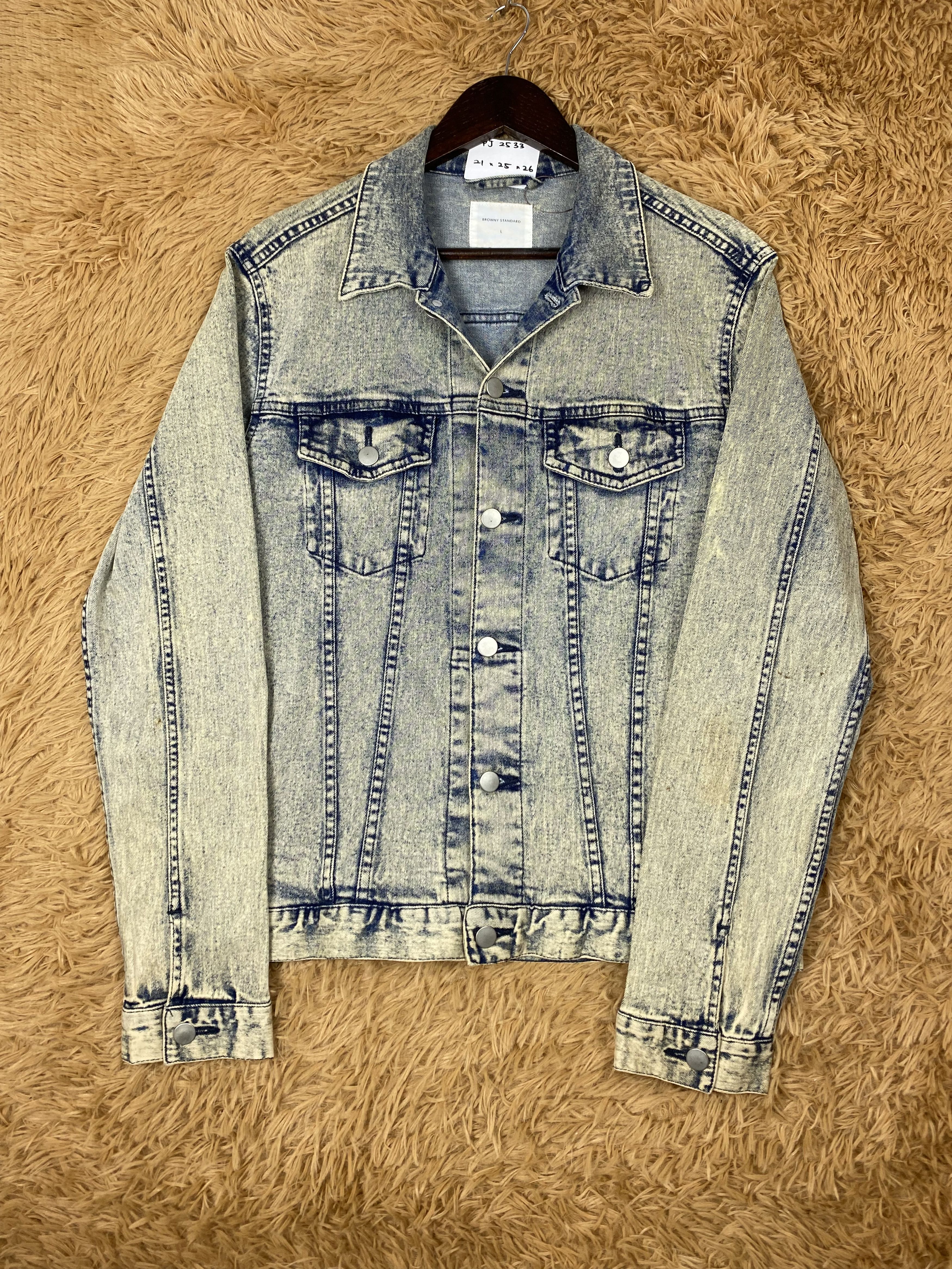 Japanese Brand Vintage Browny Standard Acid Wash Denim Jacket PJ02533 Size US L / EU 52-54 / 3 - 3 Thumbnail