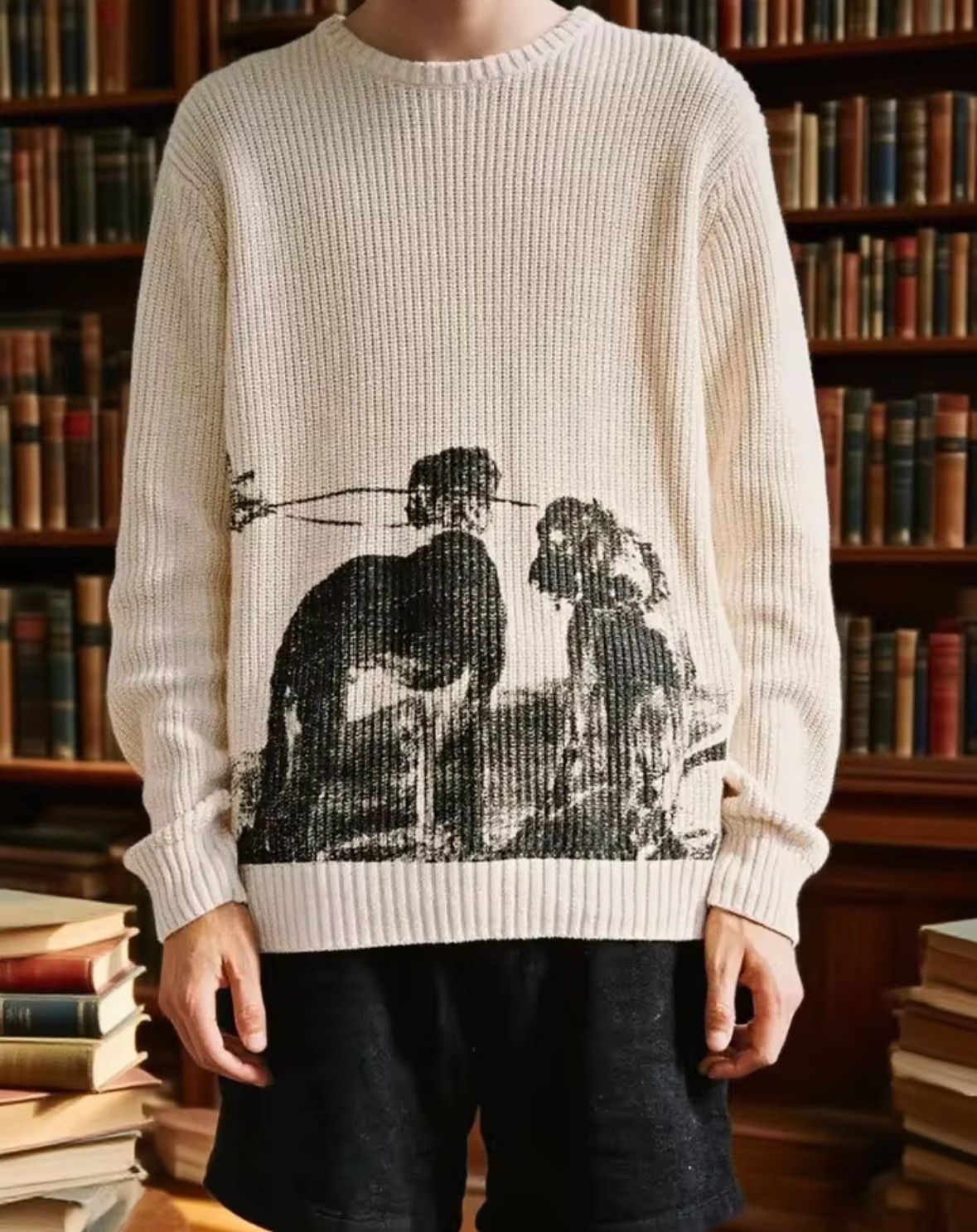 Other Gothic Y2K Anime Dog Friend Jacquard Pullover Knit Sweater Size L / US 10 / IT 46 - 1 Thumbnail