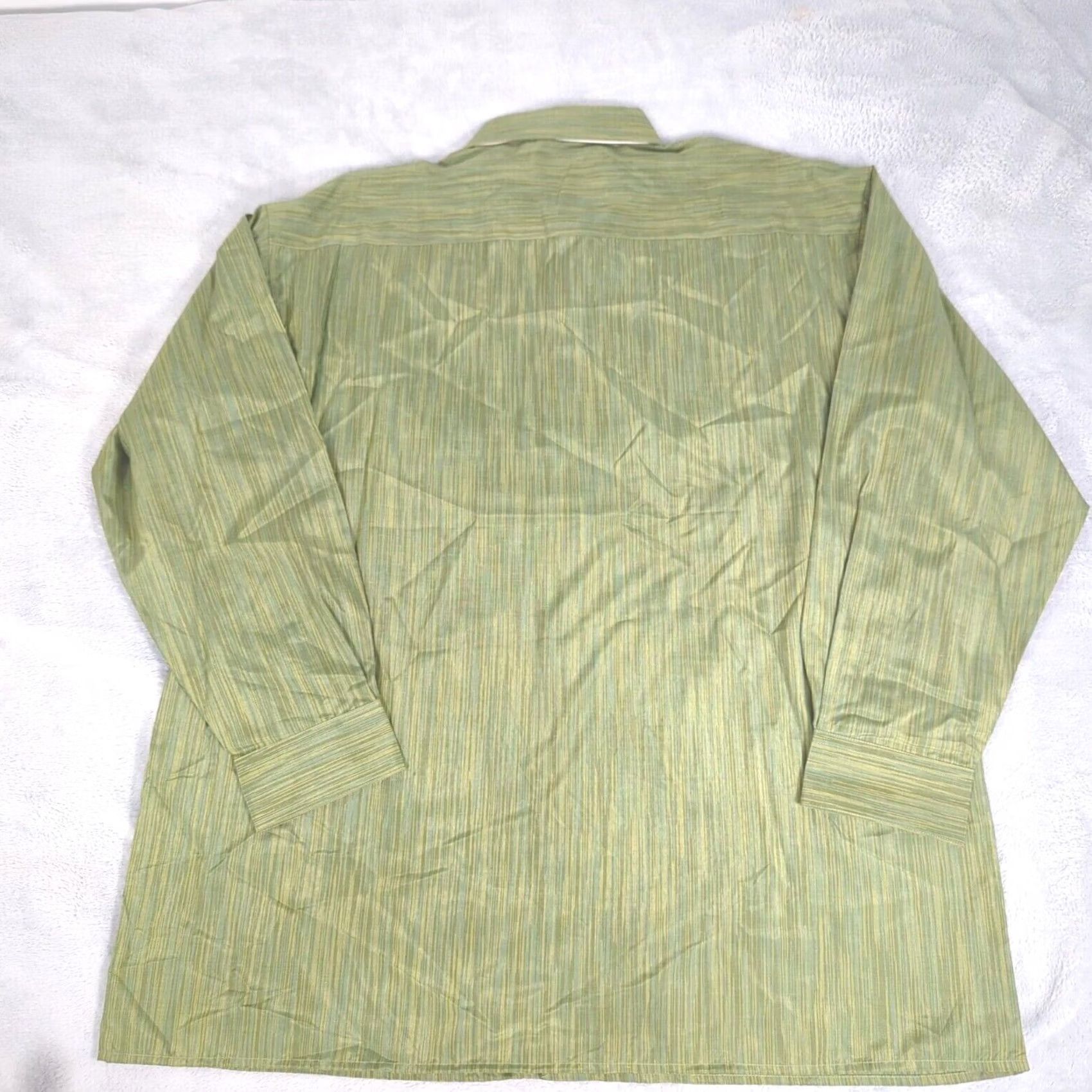 Vintage Domani Shirt Men 3XL Green Striped Button Up Formal Wedding Casual NEW Shirt Size 48R - 3 Thumbnail