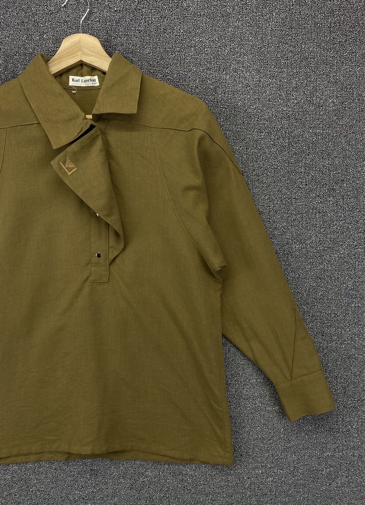 Karl Lagerfeld Vintage Karl Lagerfeld Army Green Blouse Size M / US 6-8 / IT 42-44 - 4 Thumbnail