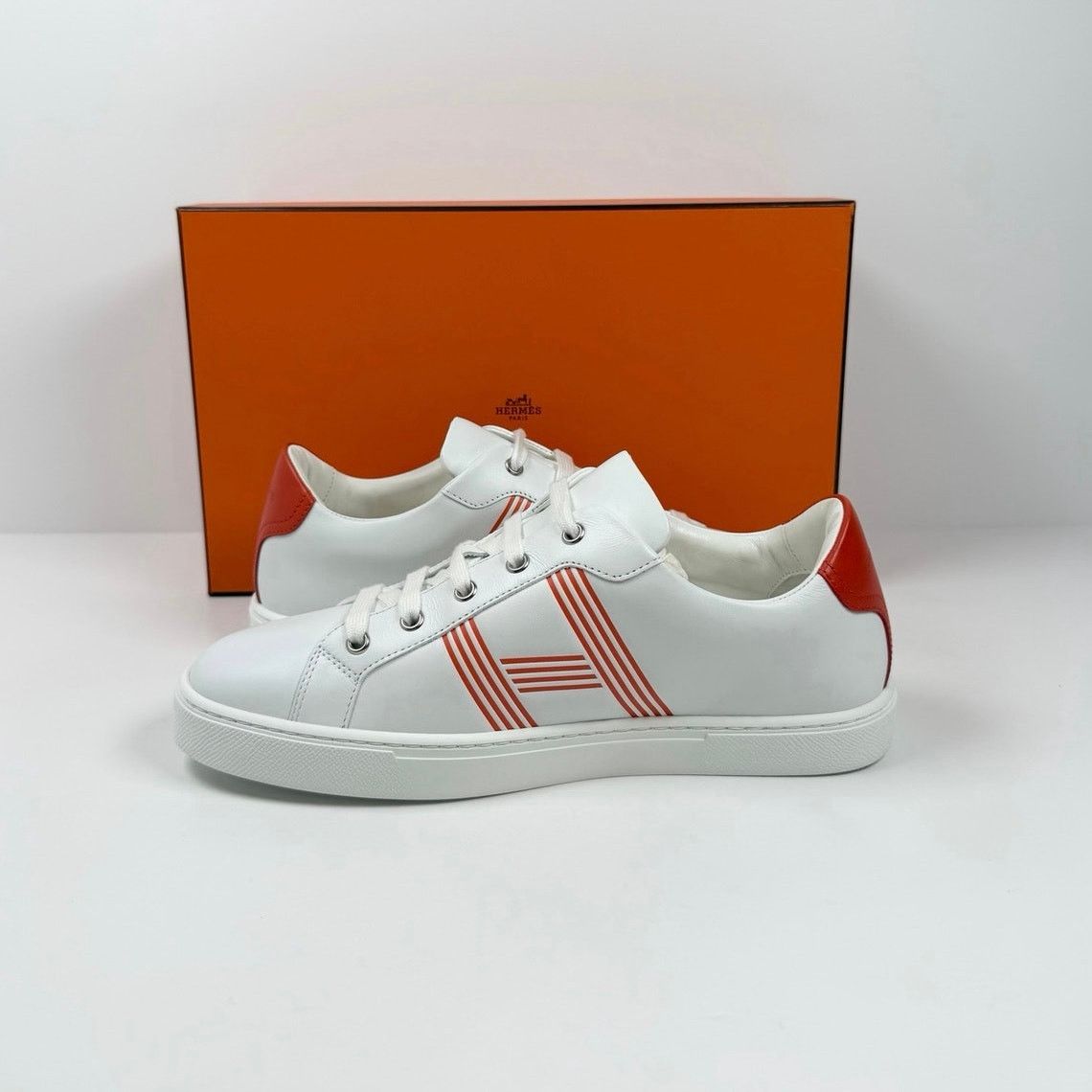 Hermes Size 8.5 - Hermes Advantage White Orange Sneakers NEW Size US 8.5 / EU 41-42 - 6 Thumbnail