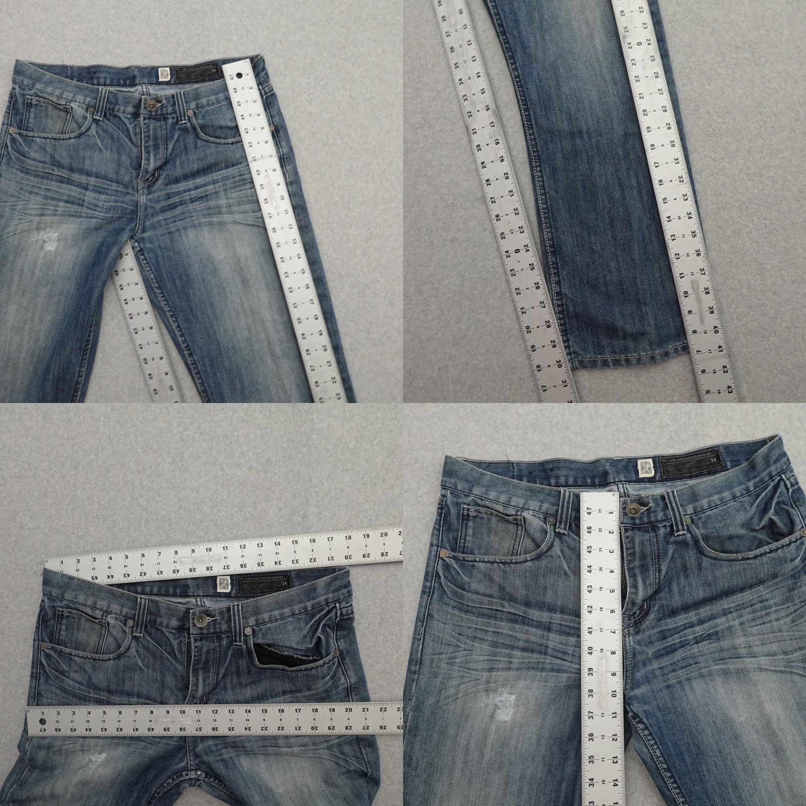 Ecko Unltd. Marc Ecko Jeans Men 34 Regular Fit Cotton Denim Distress Blue Size US 34 / EU 50 - 8 Thumbnail