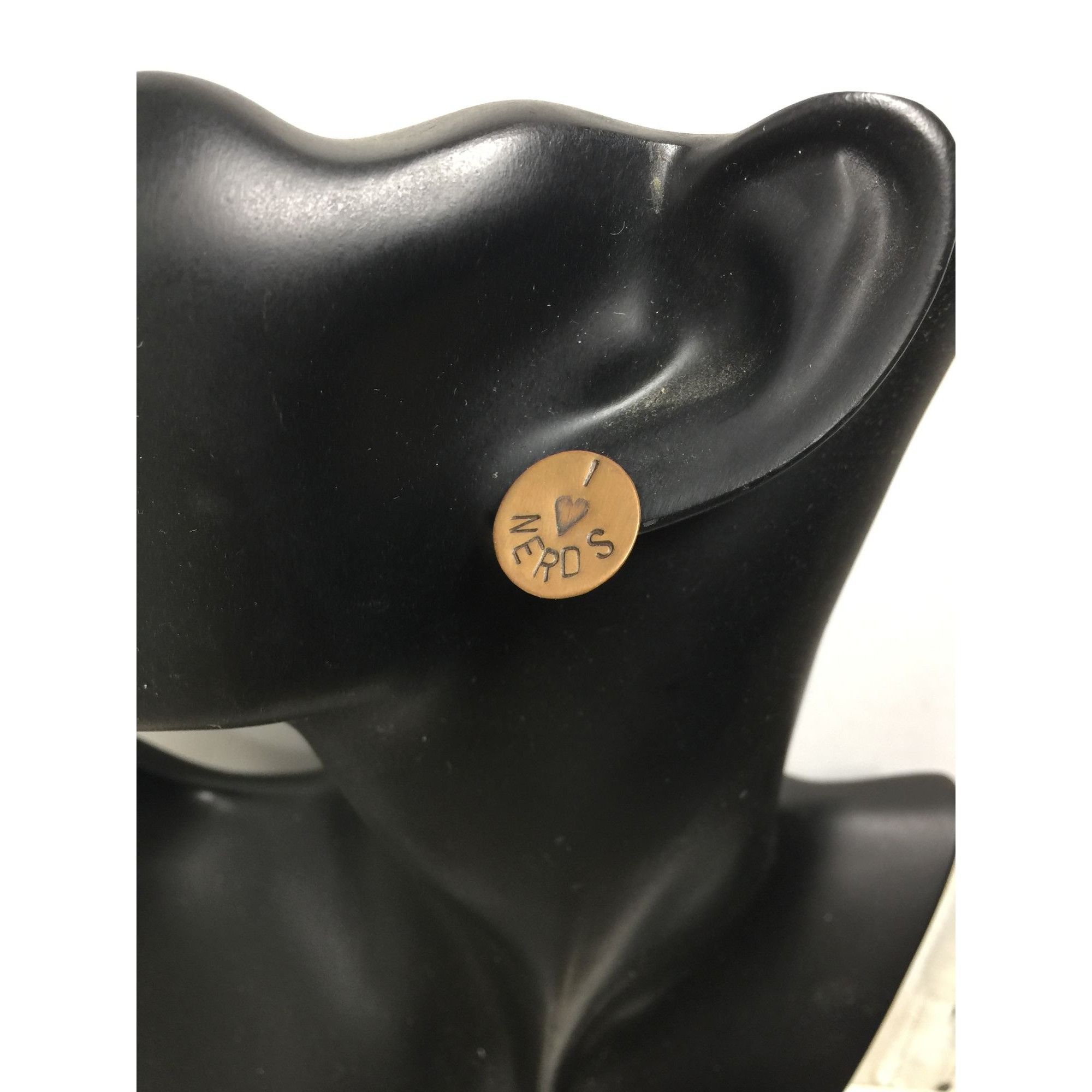 Other ''I love Nerds'' Women's Copper Tone Circle Stud Earrings Size ONE SIZE - 4 Thumbnail