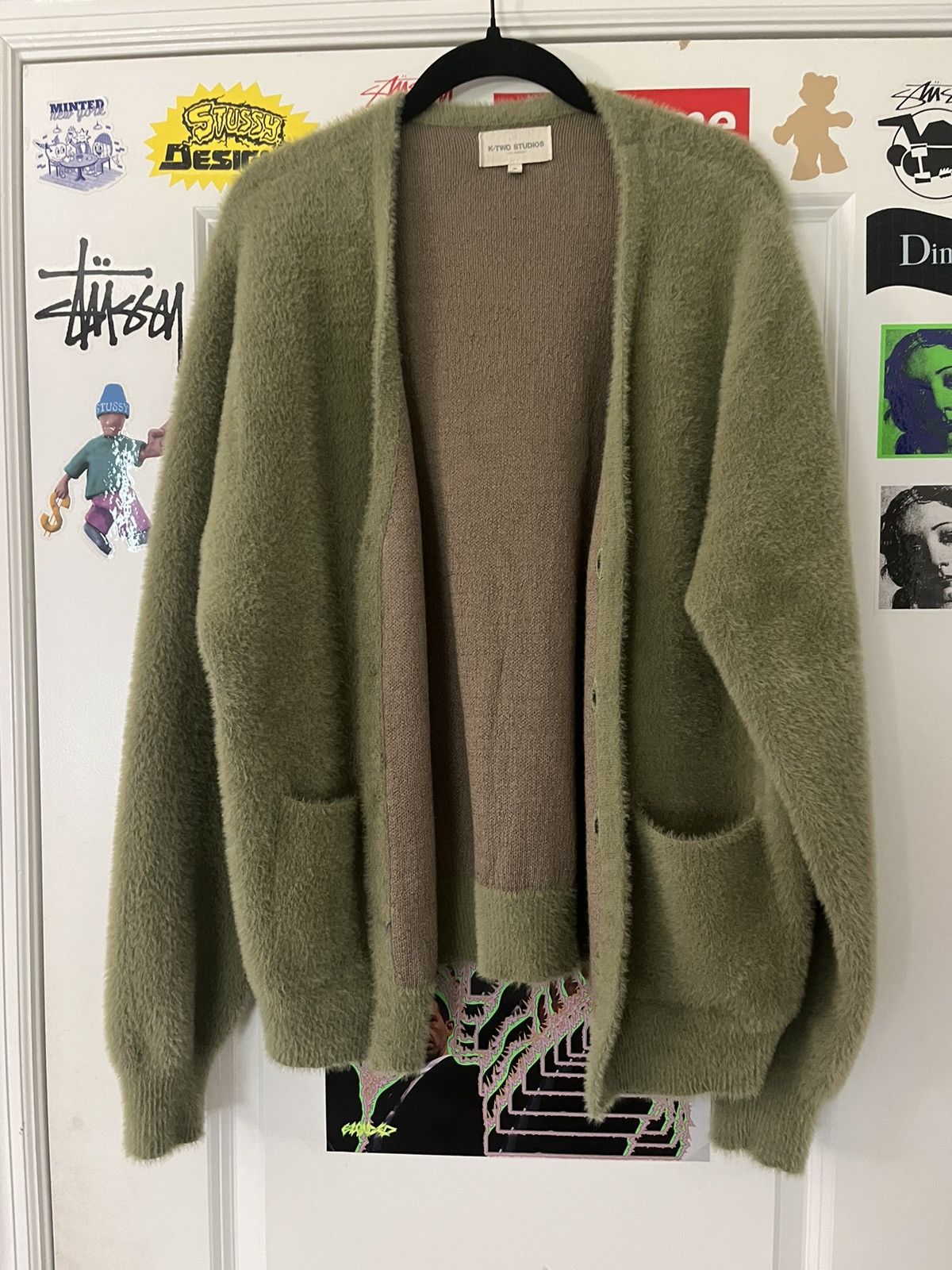 K-Two Studios K Two Studios Green Fuzzy Knit Cardigan | Grailed