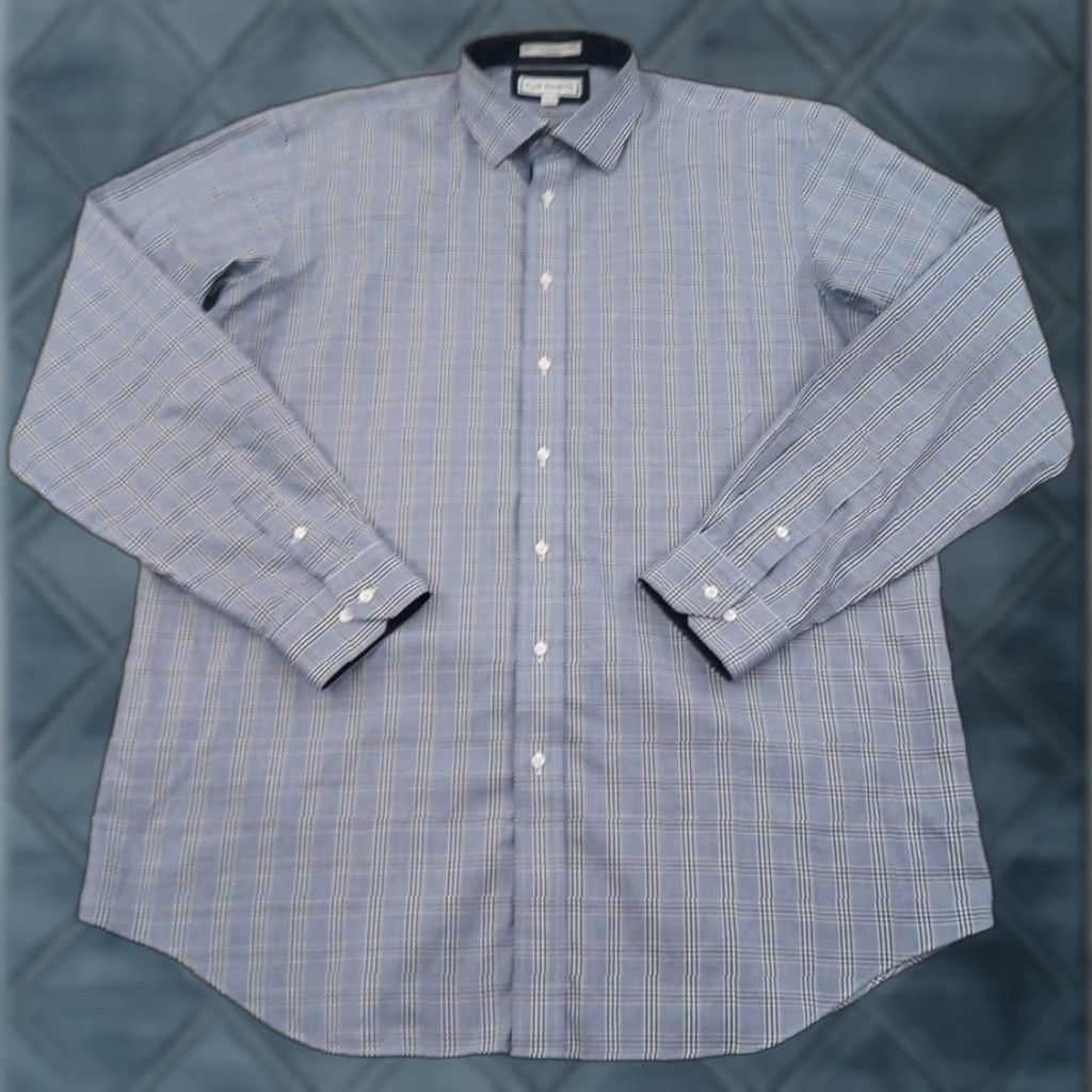 Vintage Paul Fredrick Shirt Mens 17.5 Blue Plaid Long Sleeve Button-Up Cotton Size US XXL / EU 58 / 5 - 1 Thumbnail