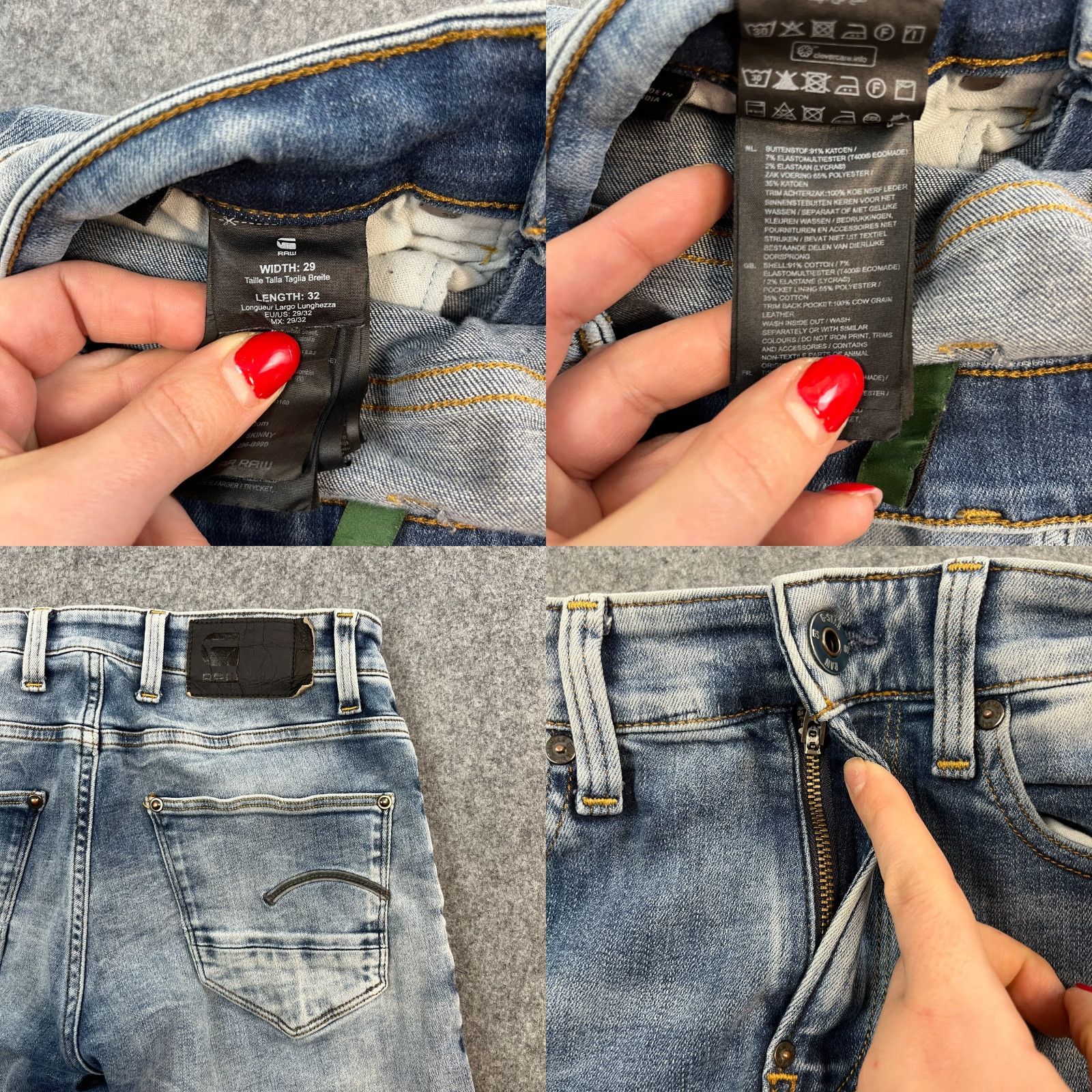 G-Star G-Star Jeans Slim Skinny 29 32 Light Blue Whiskers Stretch Revend Mens Jeans Slim Light Wash 5-Pocket Denim Cotton Star Theme, Regular Rise Womens? Size US 29 - 8 Thumbnail