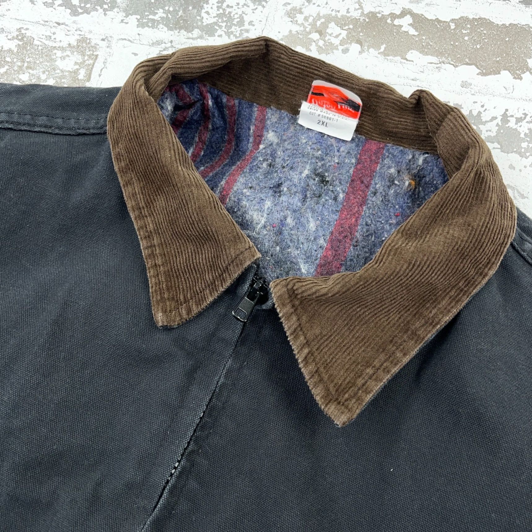 Vintage VINTAGE Union Line Jacket Men 2XL Gray Canvas Bomber Lined Hooded Stand-Up Collar Workwear Casual Mens Size US XXL / EU 58 / 5 - 2 Thumbnail