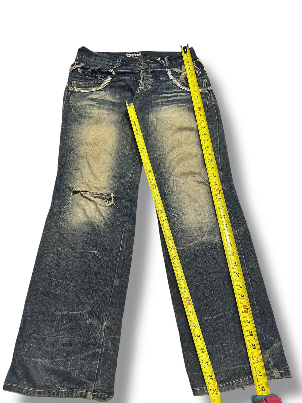 Japanese Brand Sorridere Distressed Japan Jeans Wideleg Style With MudWash Size US 34 / EU 50 - 11 Thumbnail