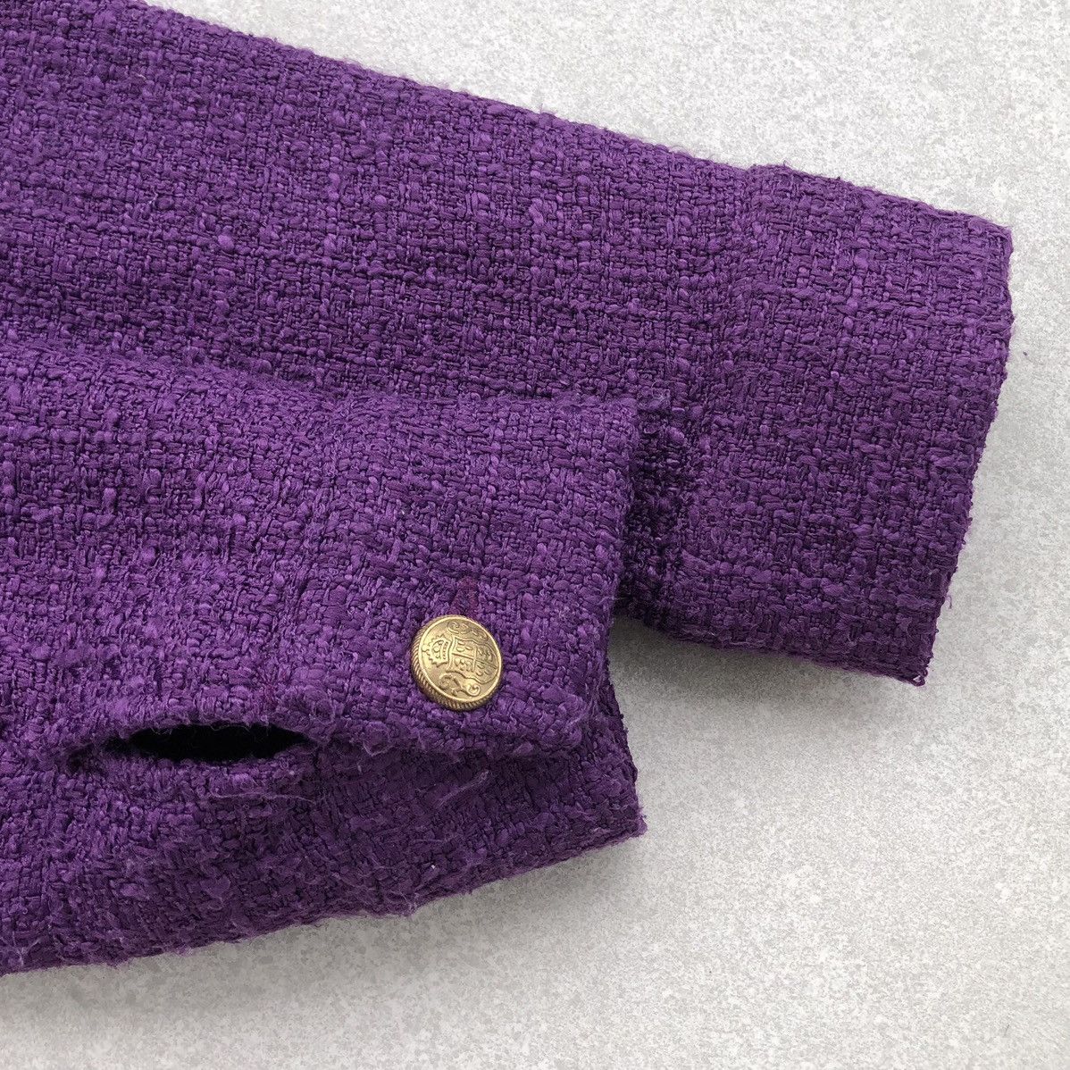 Zara Zara Cropped Tweed Purple Jacket Size S / US 4 / IT 40 - 10 Thumbnail