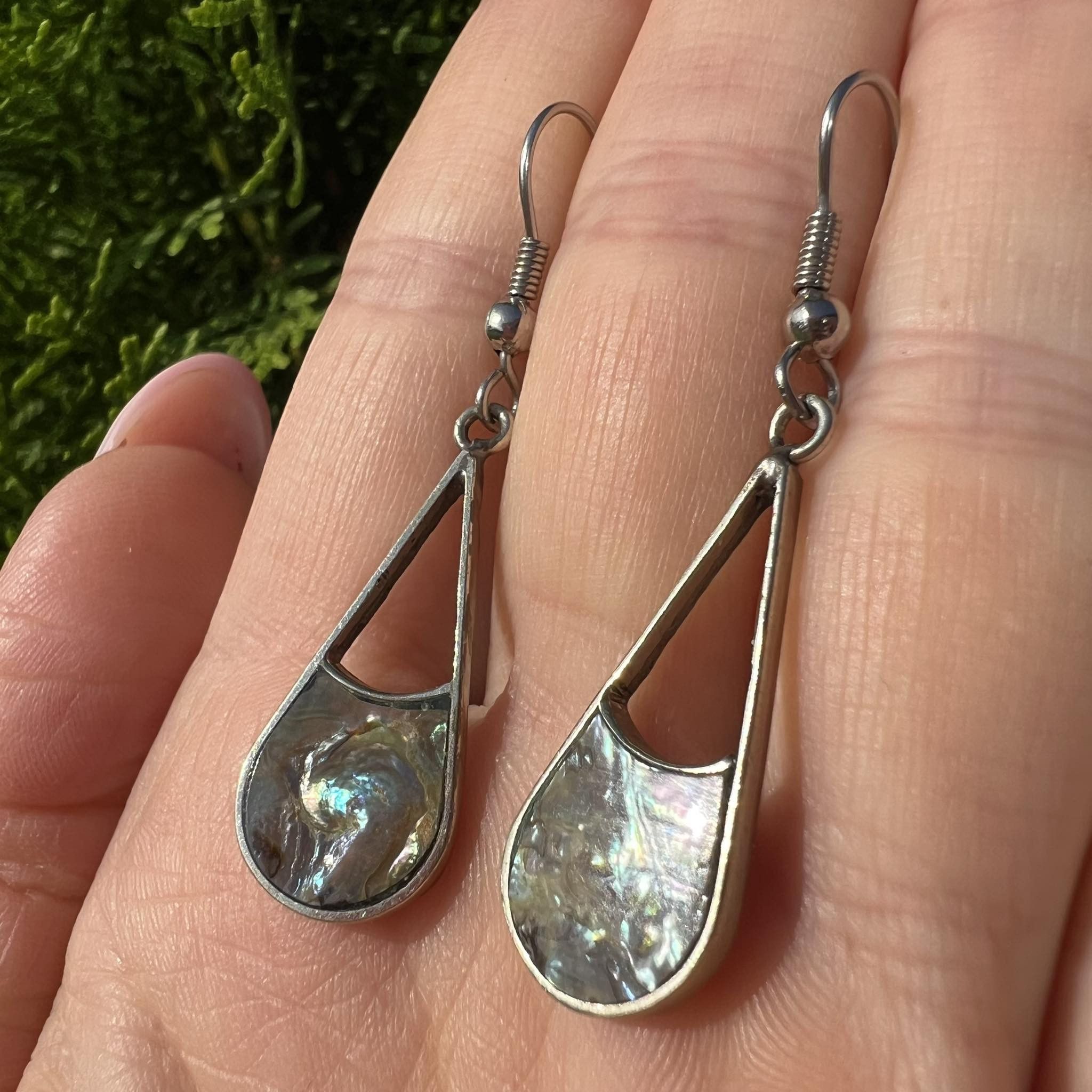 Jewelry Vintage Sterling Silver 925 Earrings Shell Nacre Mexico 3gr Size ONE SIZE - 7 Thumbnail