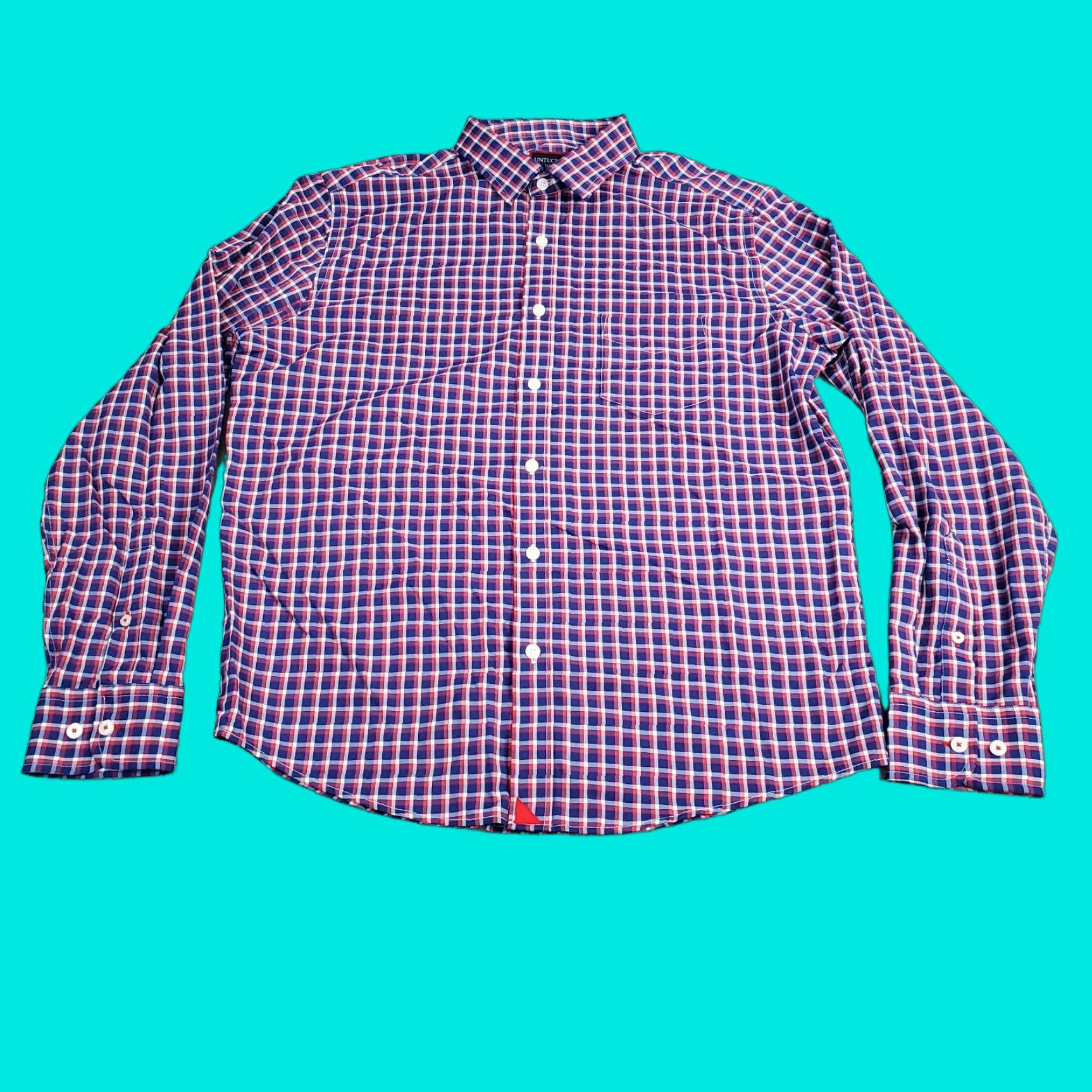 UNTUCKit UNTUCKit Shirt Mens L Blue Red White Button Up Performance Stretch Slim Plaid Jacket? Size US L / EU 52-54 / 3 - 1 Thumbnail