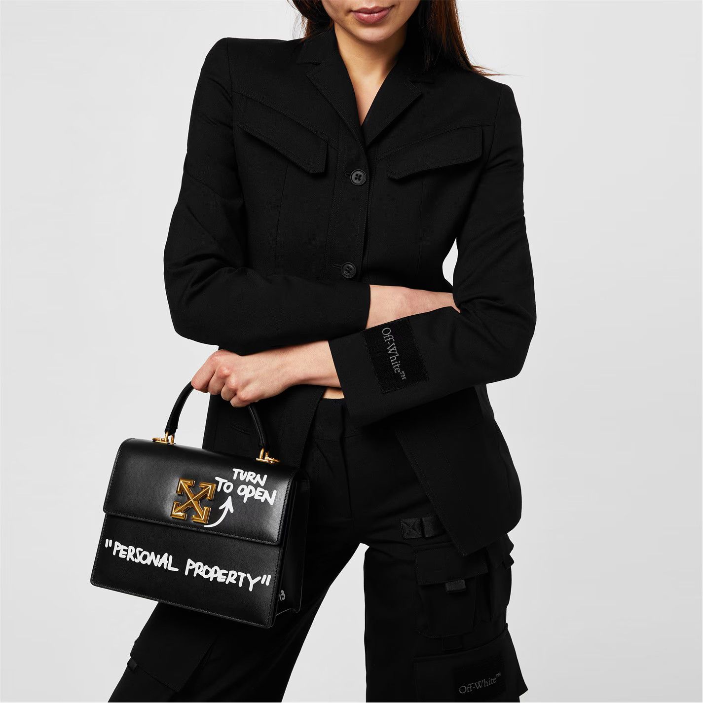 Off-White o1g2r1mq0125 Belted Jacket in Black Size XS / US 0-2 / IT 36-38 - 3 Thumbnail