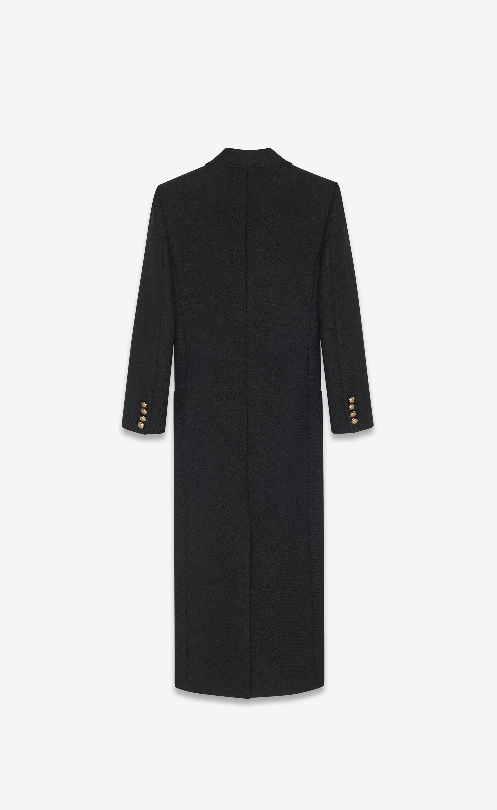 Saint Laurent Paris o1bcso1str0225 Long Double Breasted Coat in Wool in Black Size S / US 4 / IT 40 - 4 Thumbnail