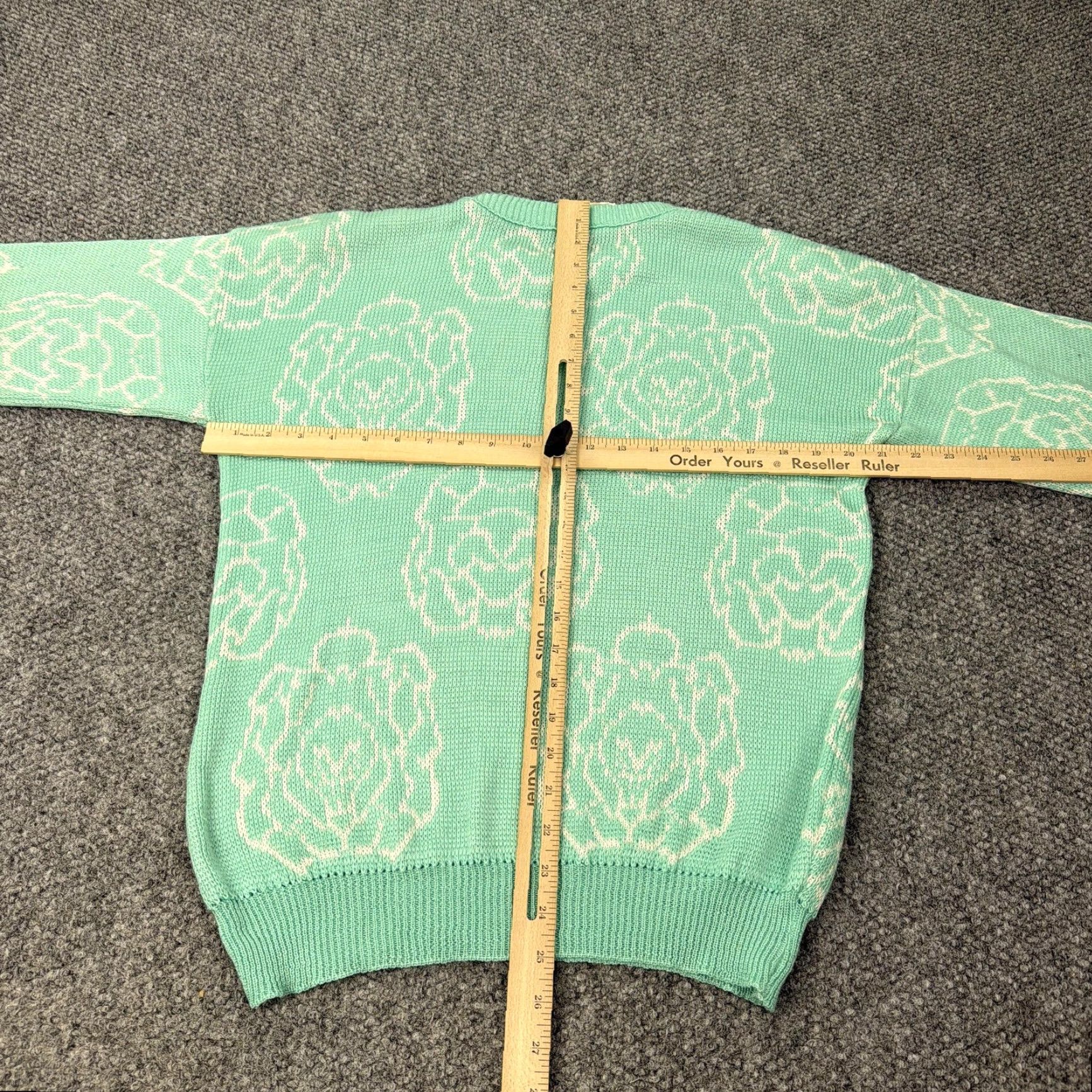 Vintage VINTAGE Isle Mode Sweater Womens L Green Floral Knit Dolman Shoulder Pads Crew Pullover 80s 90s Womens Size L / US 10 / IT 46 - 7 Thumbnail