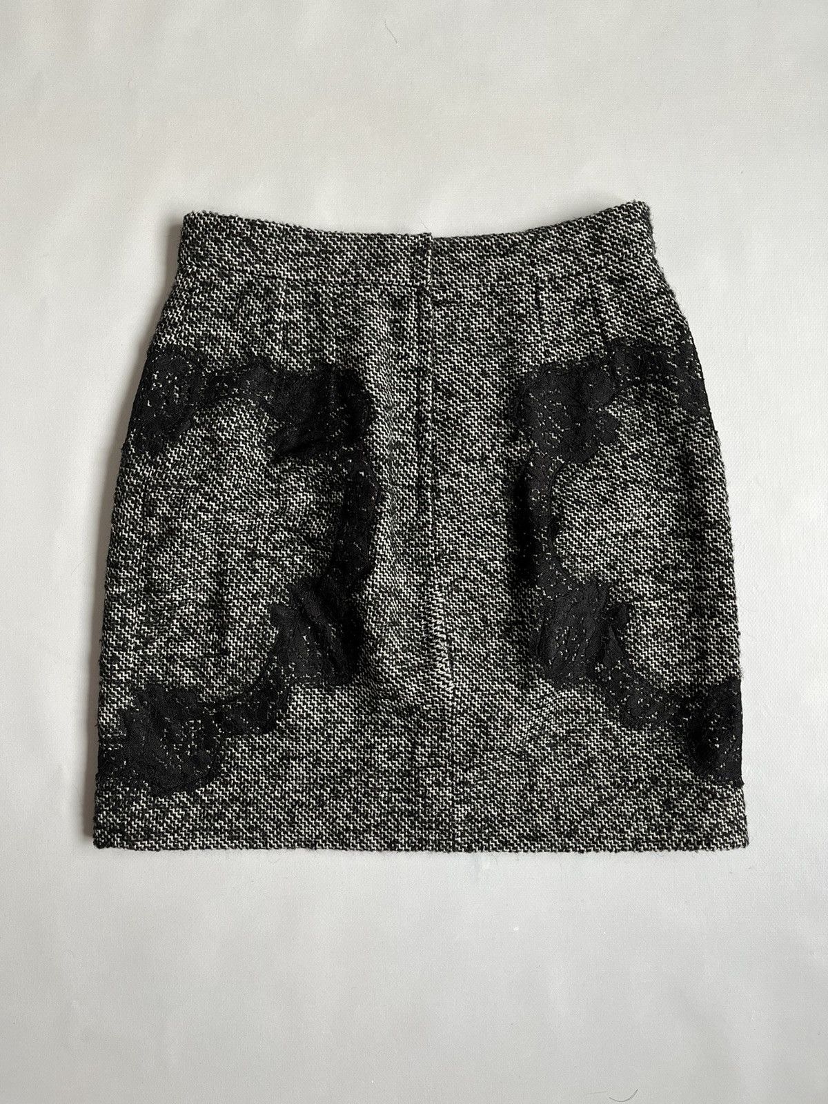Designer × Dolce & Gabbana Dolce & Gabbana Women Grey Knit Lace Pencil Skirt Size 30" / US 8 / IT 44 - 8 Thumbnail