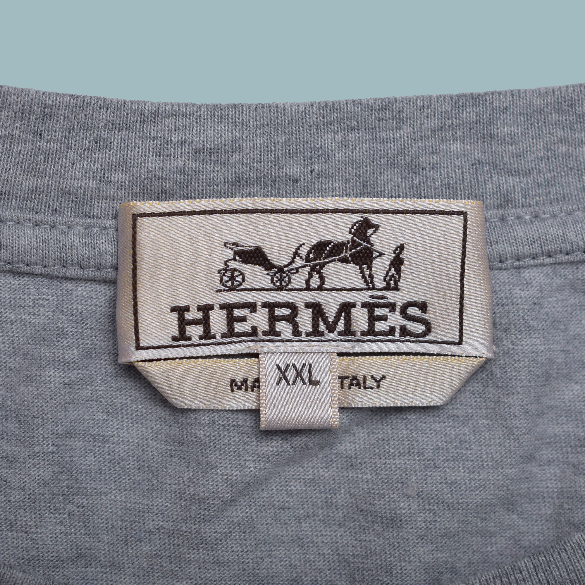Hermes HERMÈS Leather-patch crew-neck T-shirt Gray LIKE NEW Size US XL / EU 56 / 4 - 3 Thumbnail