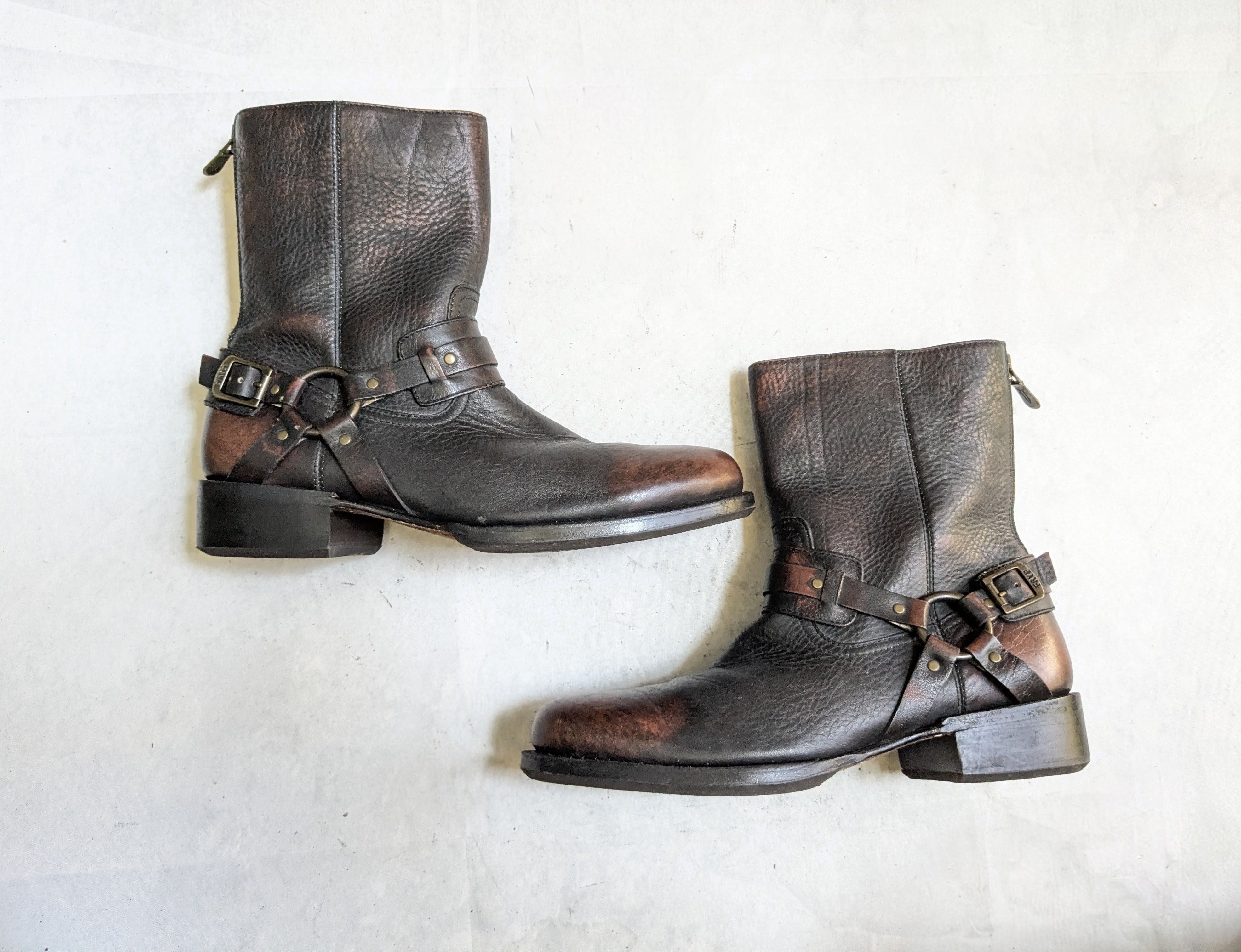 Frye Frye Harness Boots Brown 11 Back Zip Leather Buckle Strap Size US 11 / EU 44 - 1 Thumbnail