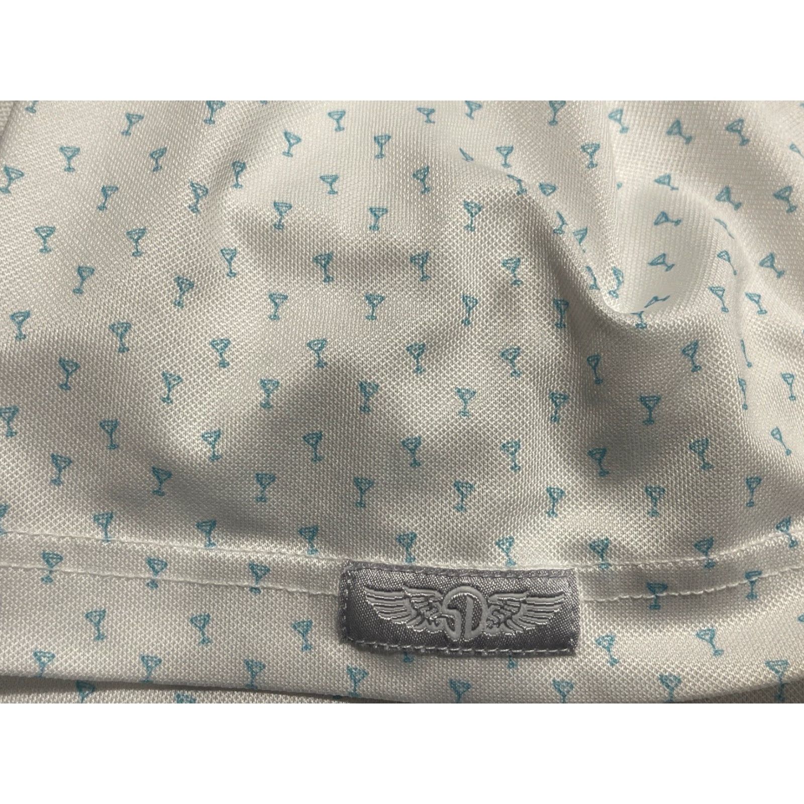 Vintage Straight Down Polo Shirt Mens Sz XL Pullover White Geometric Print Drink Glasses Embroidered Logo Size US XL / EU 56 / 4 - 4 Thumbnail