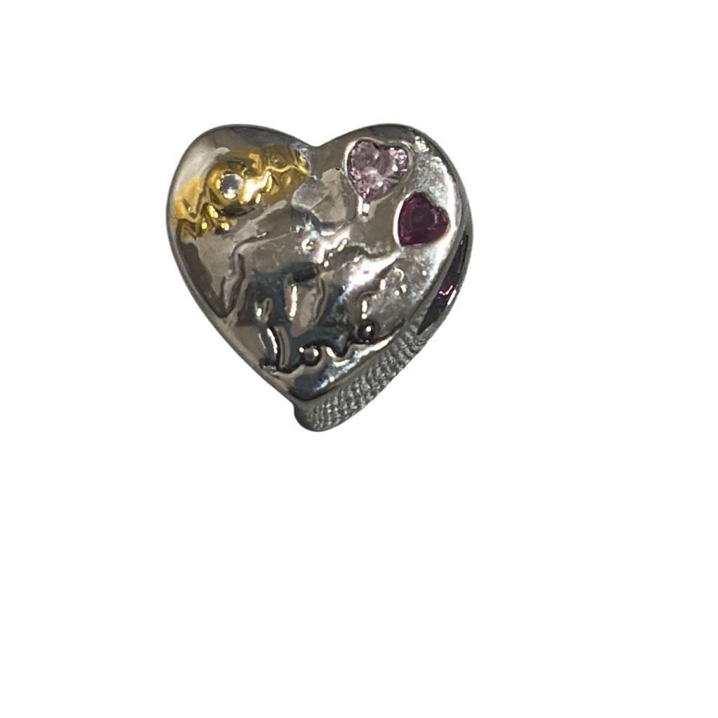 Other Charm Bead 925 Sterling Silver Elephant Love Charm 5A Cubic Size ONE SIZE - 1 Thumbnail