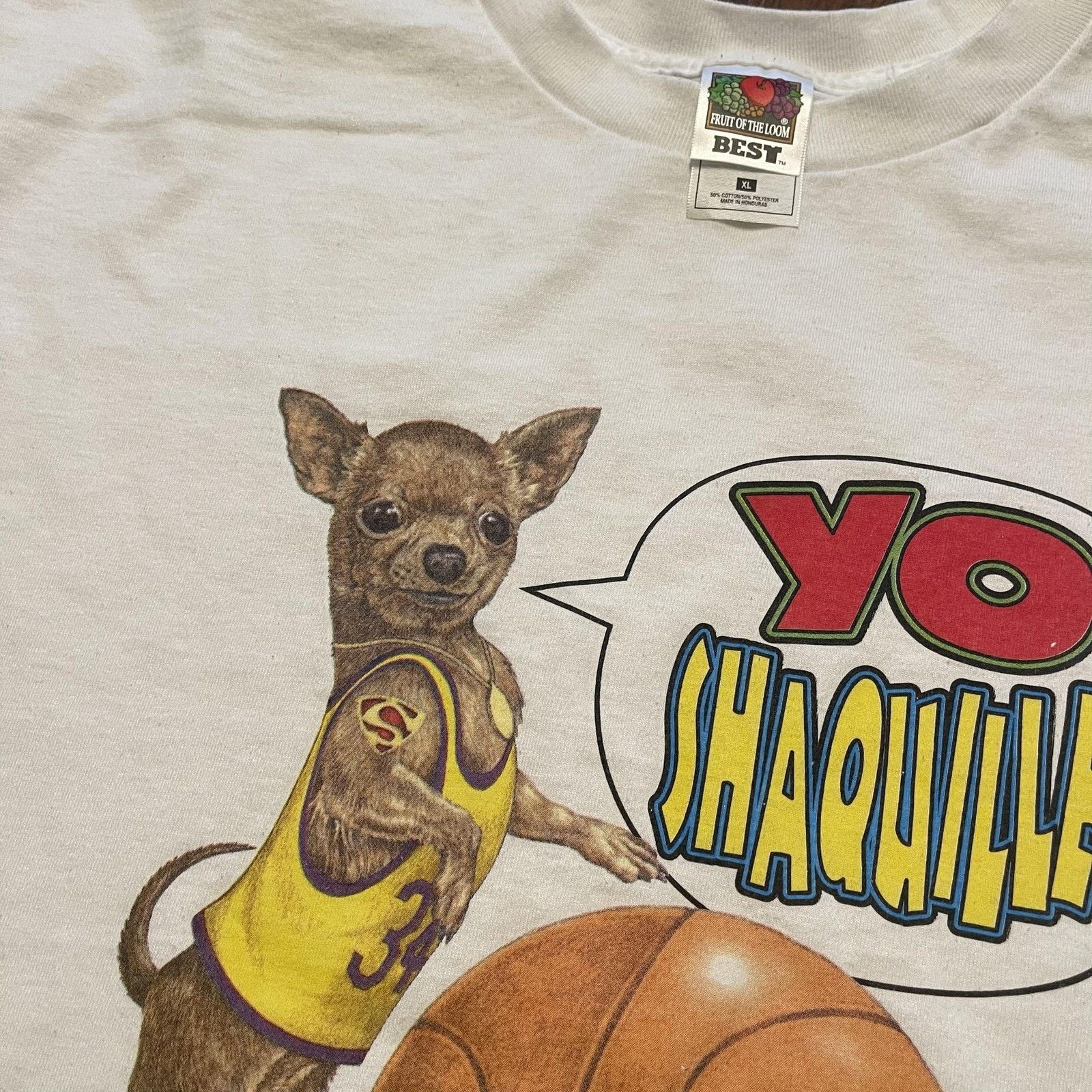 Fruit Of The Loom Vtg Yo Shaquille Chihuahuas Can Jump Shirt Mens XL Tee 90s Size US XL / EU 56 / 4 - 5 Thumbnail