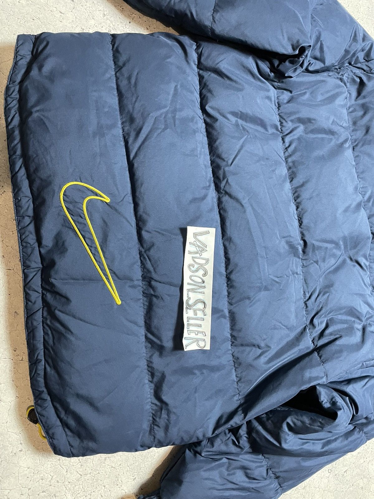 Nike Crazy Vintage 90's Nike Down Puffer Jacket Big Swoosh Drill Size US XL / EU 56 / 4 - 18 Thumbnail