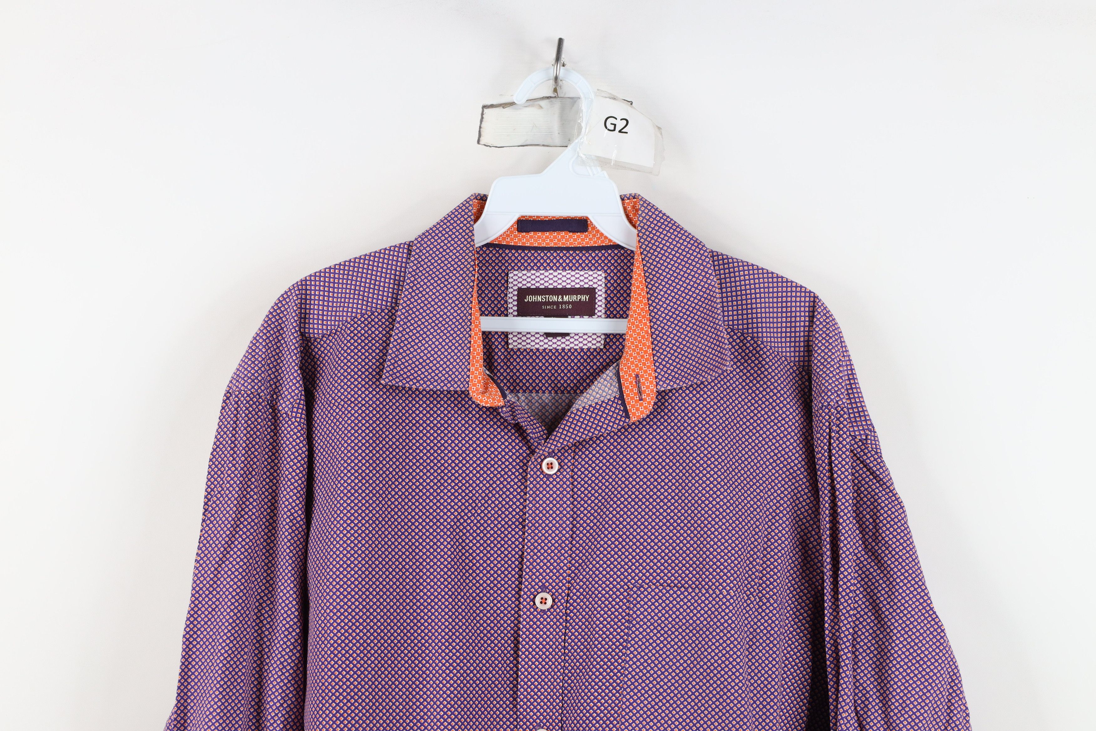 Johnston & Murphy Johnston & Murphy Diamond Collared Button Shirt Cotton Size US XL / EU 56 / 4 - 2 Thumbnail