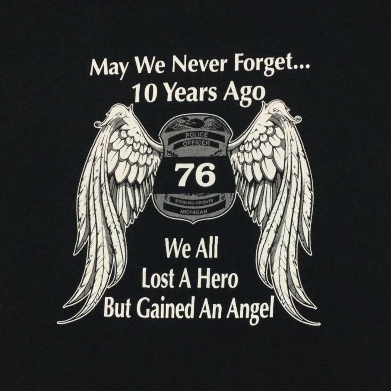 Vintage Sterling Heights Police “Honoring 10 Years” Tribute Graphic Black T-Shirt M L Size US M / EU 48-50 / 2 - 4 Thumbnail