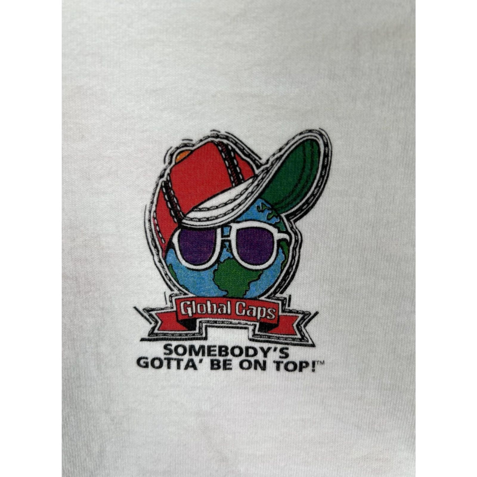 Fruit Of The Loom VINTAGE Fruit of the Loom T-Shirt Denmark USA 90s Travel Global Caps Crew Neck Short Sleeve XL White Mens Graphic Print Caribbean? Size US XL / EU 56 / 4 - 2 Thumbnail