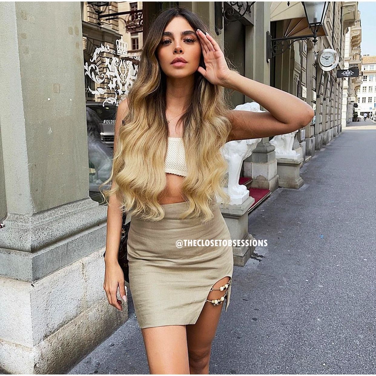 Zara Zara Tan Linen Mini Skirt Slit Beaded Detail High Waisted Size 33" - 6 Thumbnail