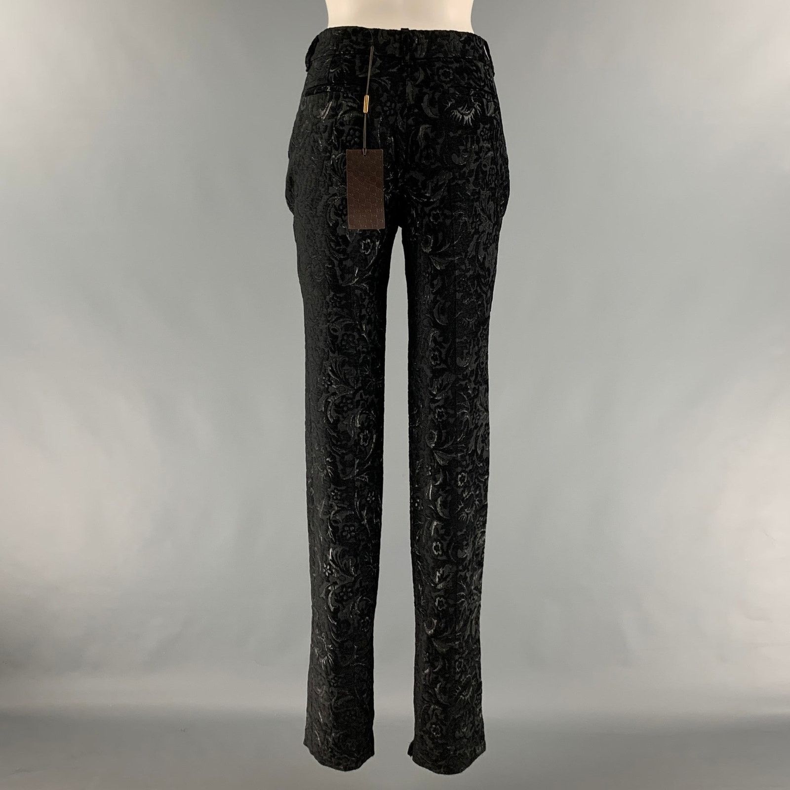 Gucci GUCCI Size 4 Black Rayon Blend Jacquard Low Rise Dress Pants Size 27" / US 4 / IT 40 - 4 Thumbnail