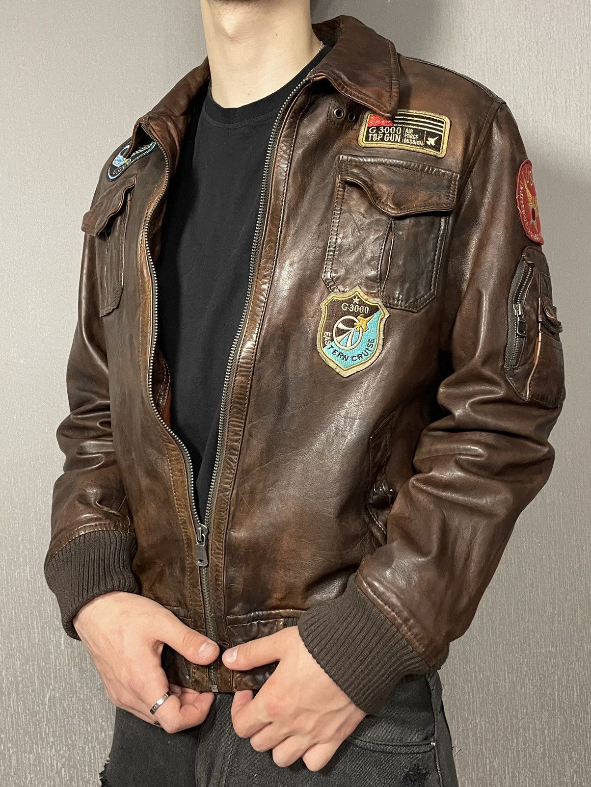 Avirex × Leather Jacket × Vintage Vintage Brown Leather Bomber 