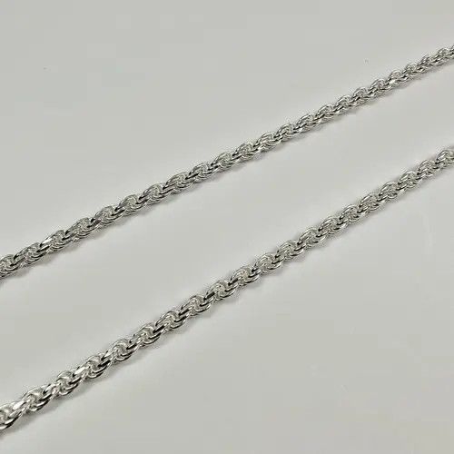 Jewelry Silver Chain Solid .925 Silver Rope Chain 3MM 20 Inches Size ONE SIZE - 6 Thumbnail