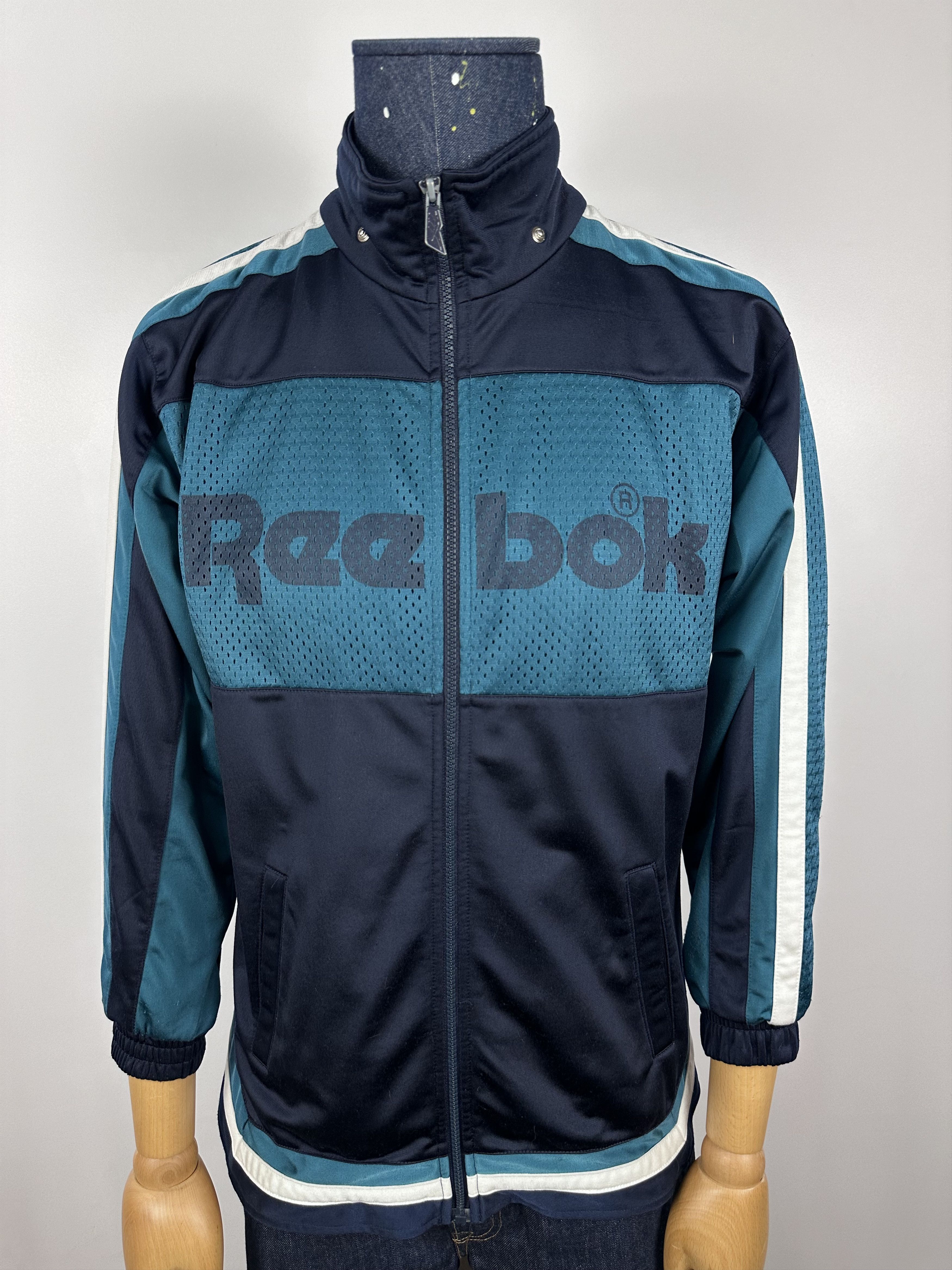 Reebok × Vintage Reebok Vintage 90s Blue Green Track Tracksuit Top Jacket Size US XS / EU 42 / 0 - 2 Thumbnail