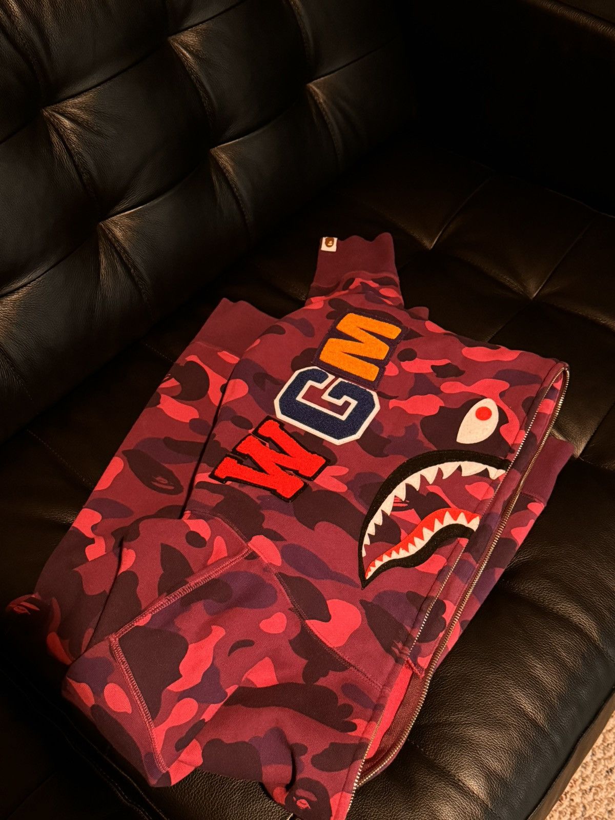 image of Bape Color Camo Shark Full Zip Hoodie in Purple, Men's (Size XL)