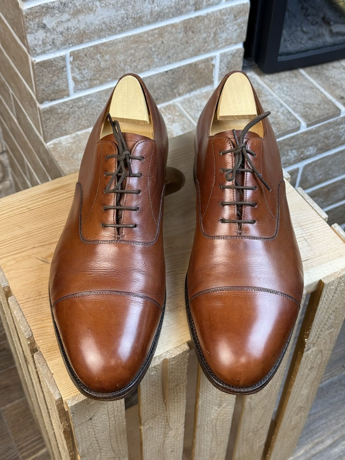 Edward Green Edward Green Chelsea Brown Oxford Leather Shoes UK10 US11 Size US 11 / EU 44 - 4 Thumbnail