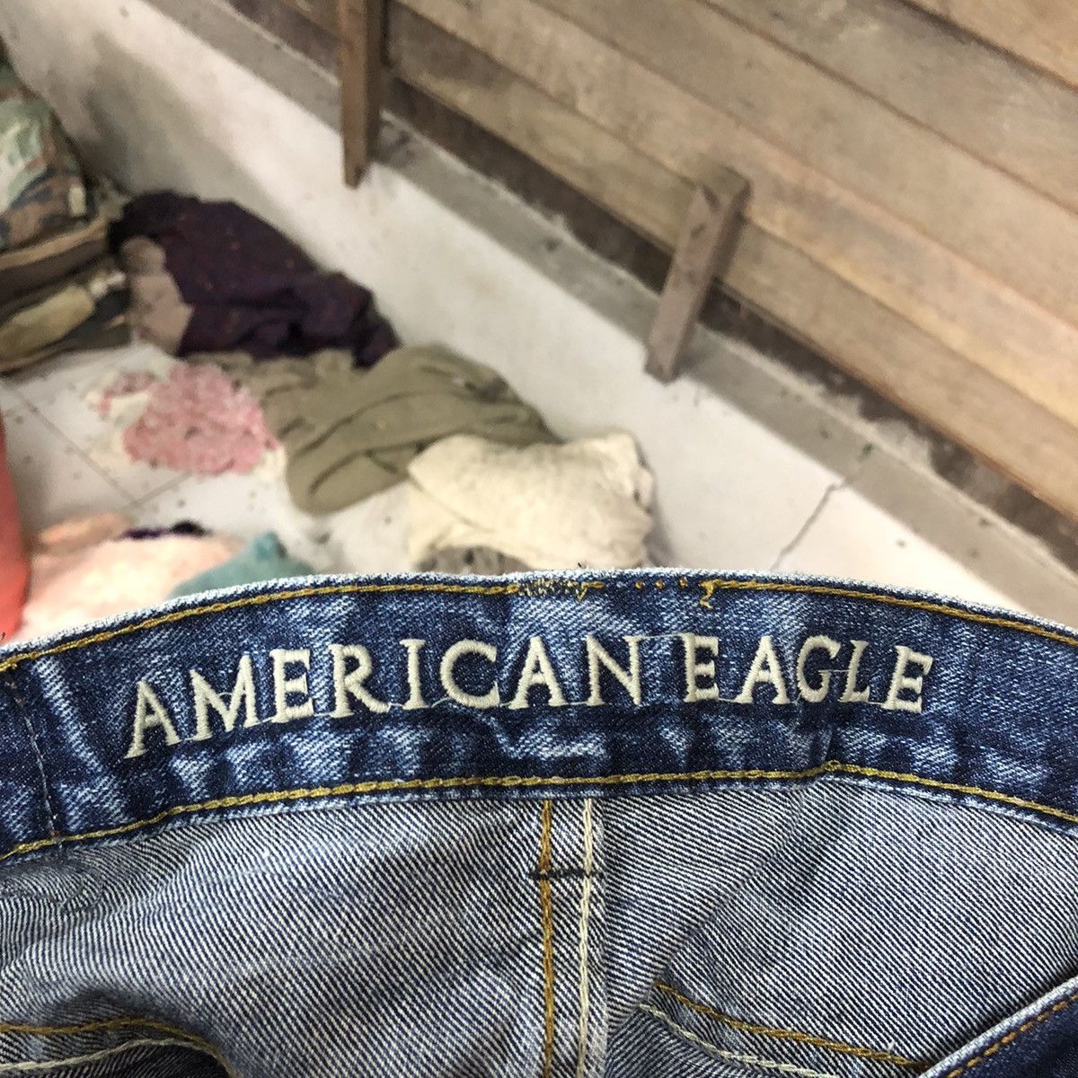 American Eagle Outfitters America Eagles Blue Disstressed Denim Pants #7389 Size US 32 / EU 48 - 19 Thumbnail