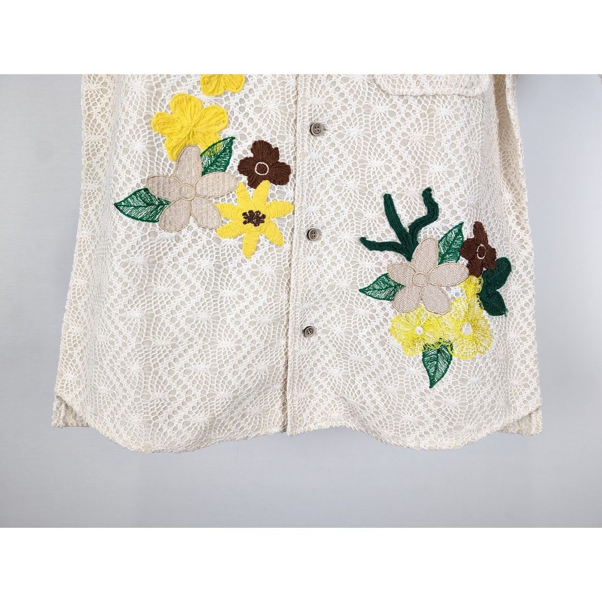 Andersson Bell o1rshd1 Flower Embroidery Open Collar Shirt in White Size US M / EU 48-50 / 2 - 10 Thumbnail