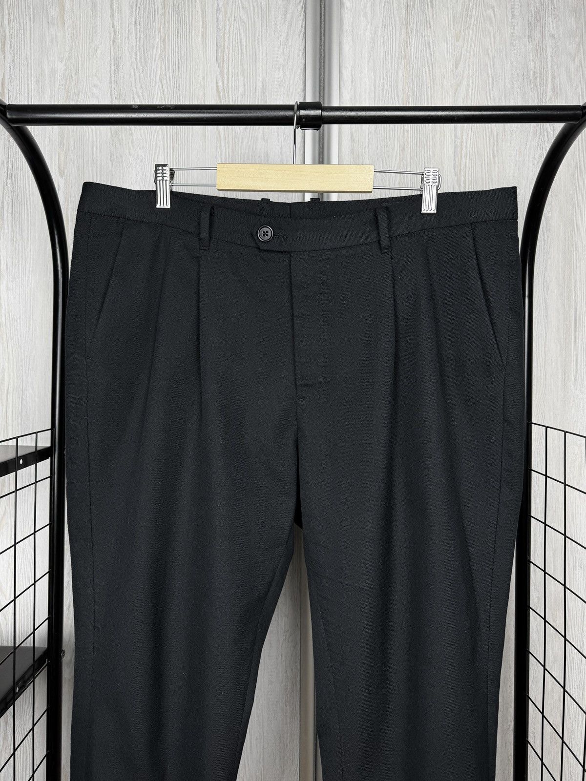 Allsaints AllSaints Cropped Trousers Black Tallis Pleated Cotton Wool Size US 40 / EU 56 - 3 Thumbnail