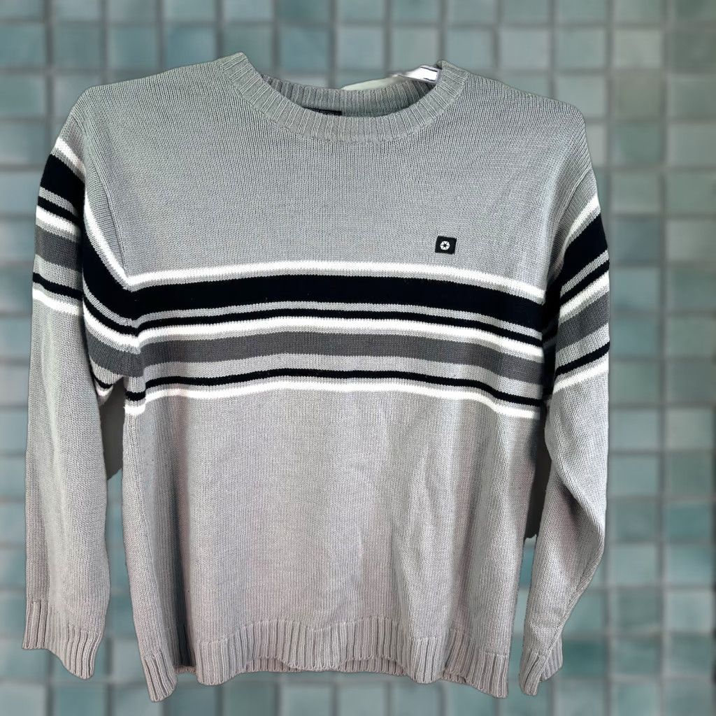 Southpole Vintage Southpole Y2K Stripe Sweater Men's M Gray Knit 90s Casual Size US M / EU 48-50 / 2 - 1 Thumbnail