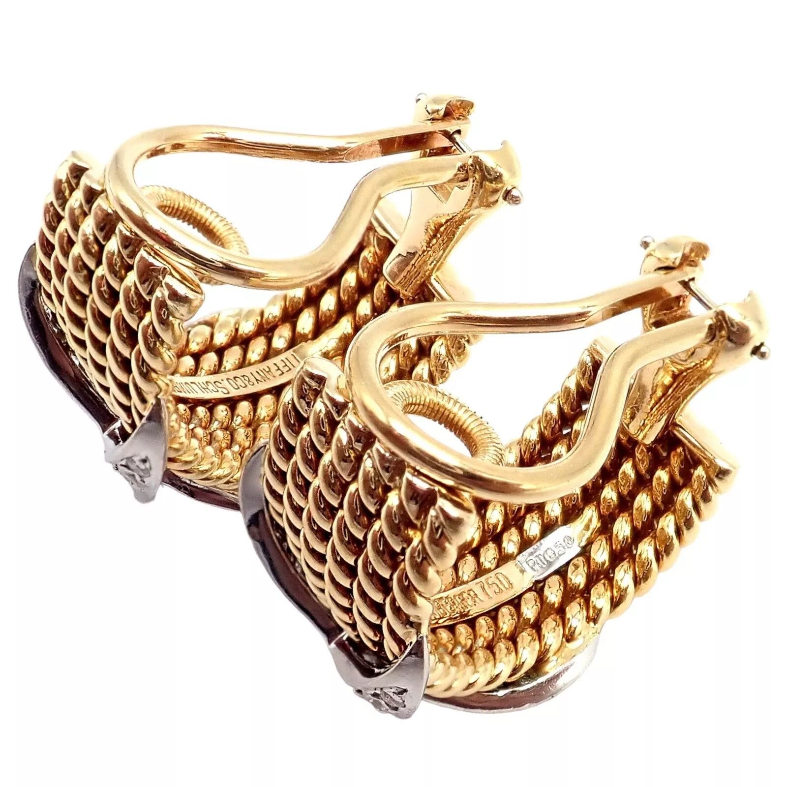 Tiffany & Co. Tiffany & Co Gold Platinum Diamond 6 Row Rope X Earrings Size ONE SIZE - 3 Thumbnail